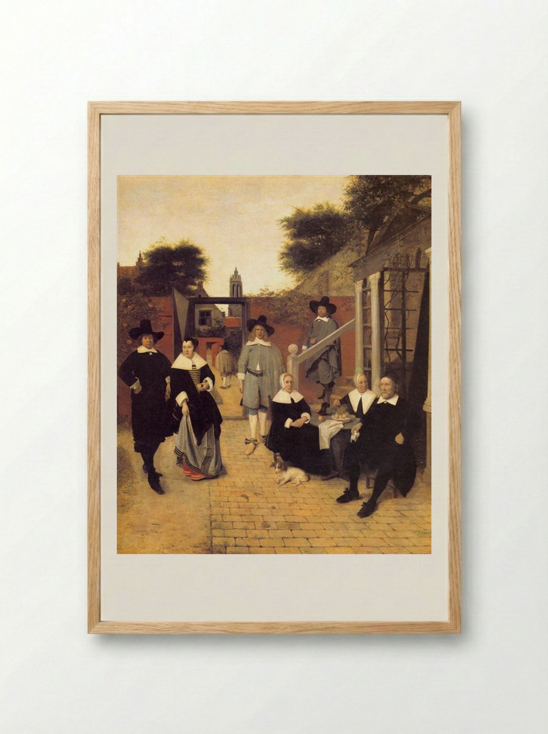 Portrait of a Family in a Courtyard - Pieter de Hooch - Framed Print Wood