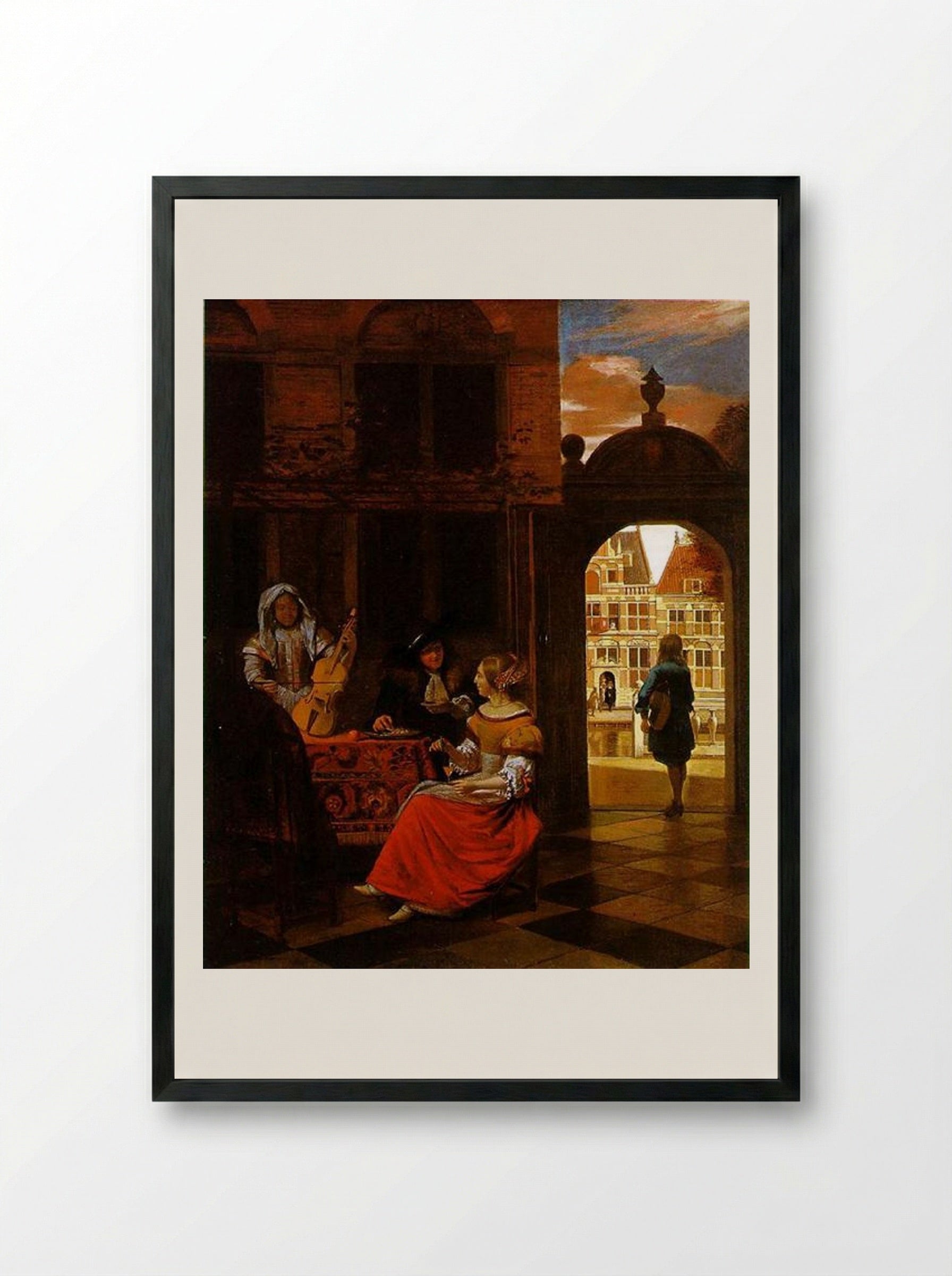A Musical Party - Pieter de Hooch - Framed Print Black
