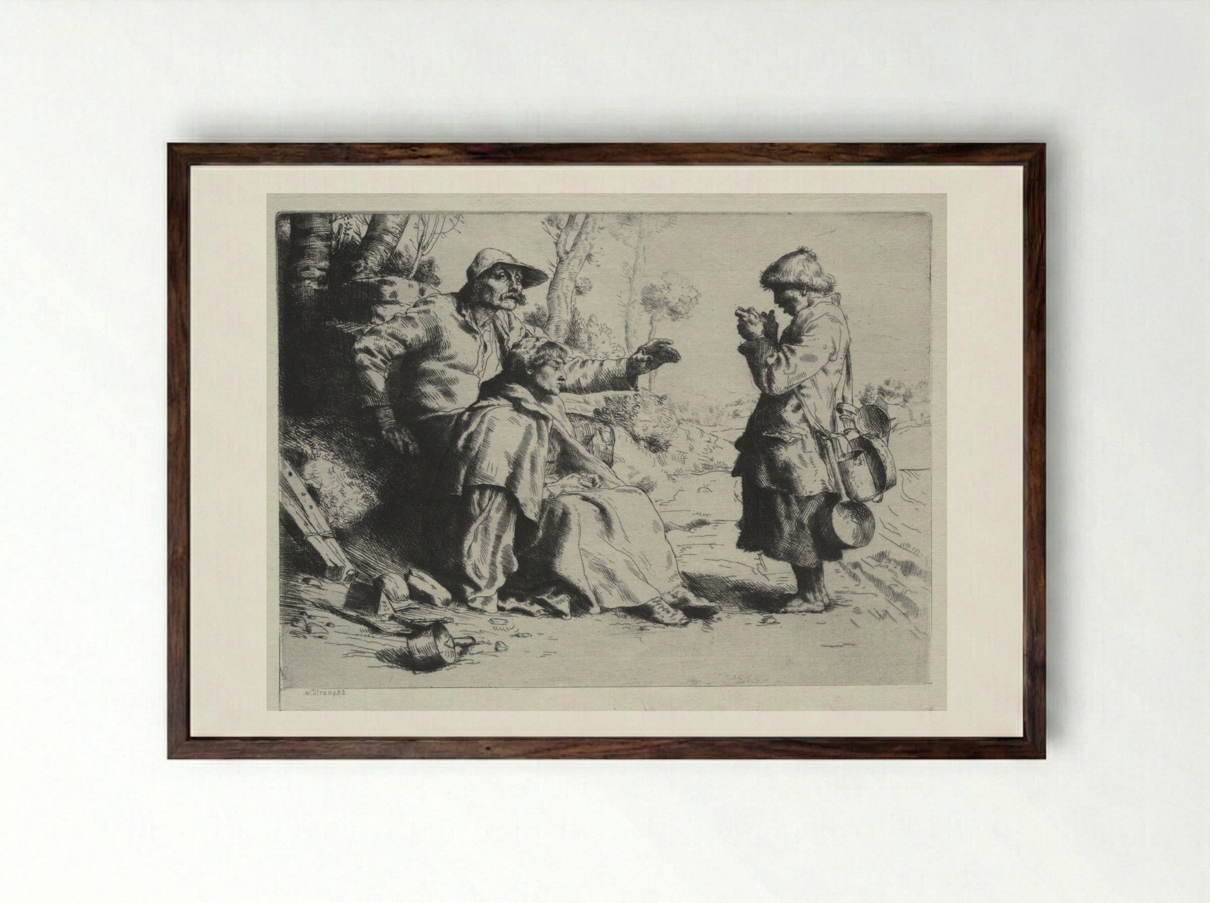 Tinkers - William Strang - Framed Print Dark Wood
