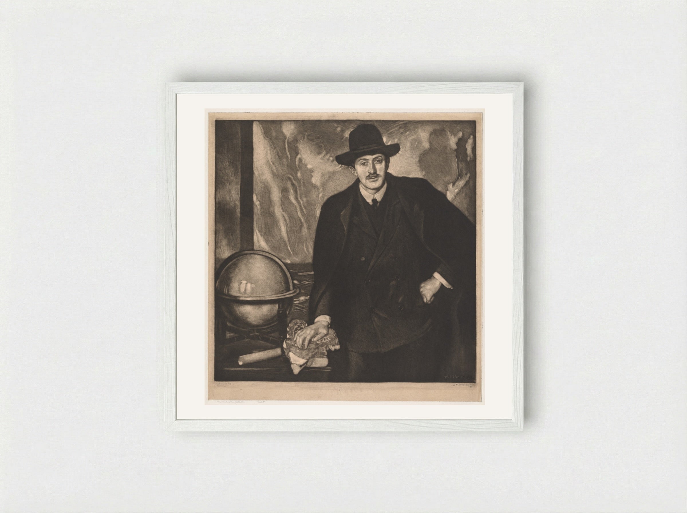 John Masefield - William Strang - Framed Print White