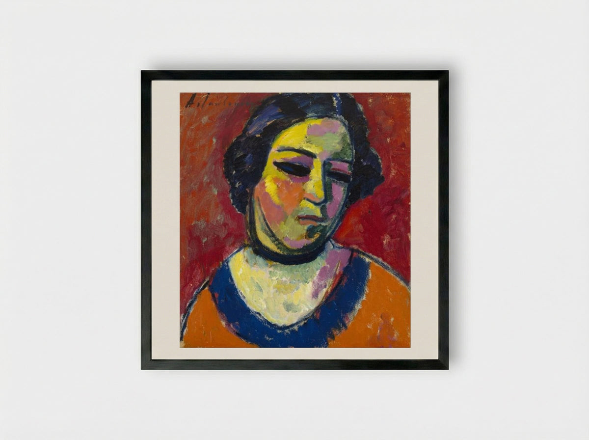 Portrait of a Woman - Alexej von Jawlensky - Framed Print Black