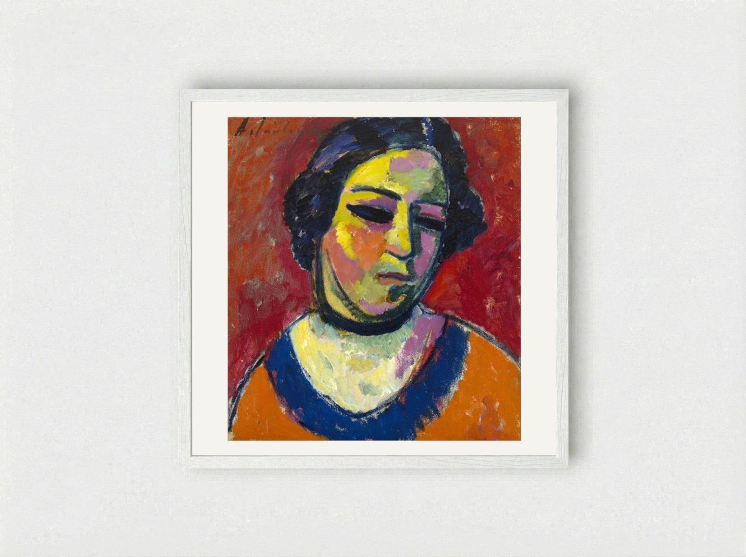 Portrait of a Woman - Alexej von Jawlensky - Framed Print White