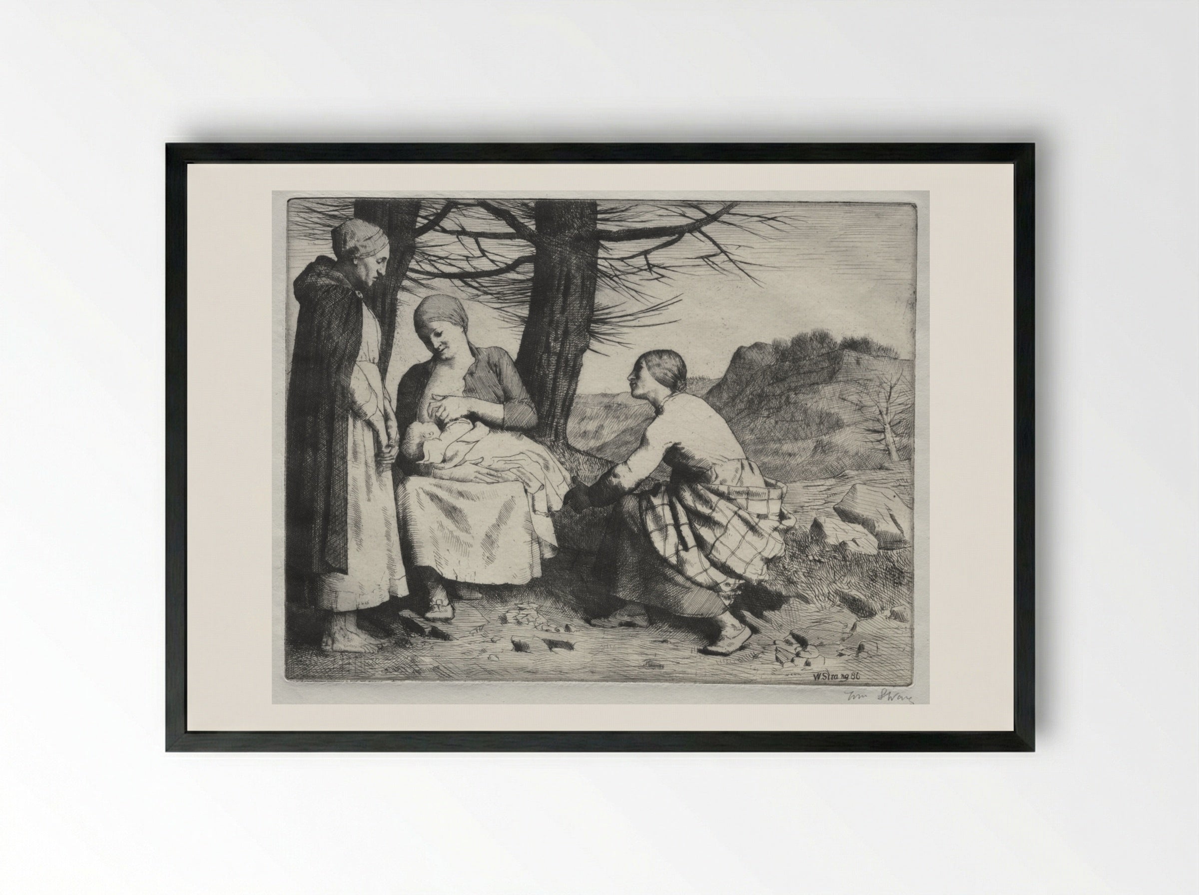 Woman and Child - William Strang - Framed Print Black