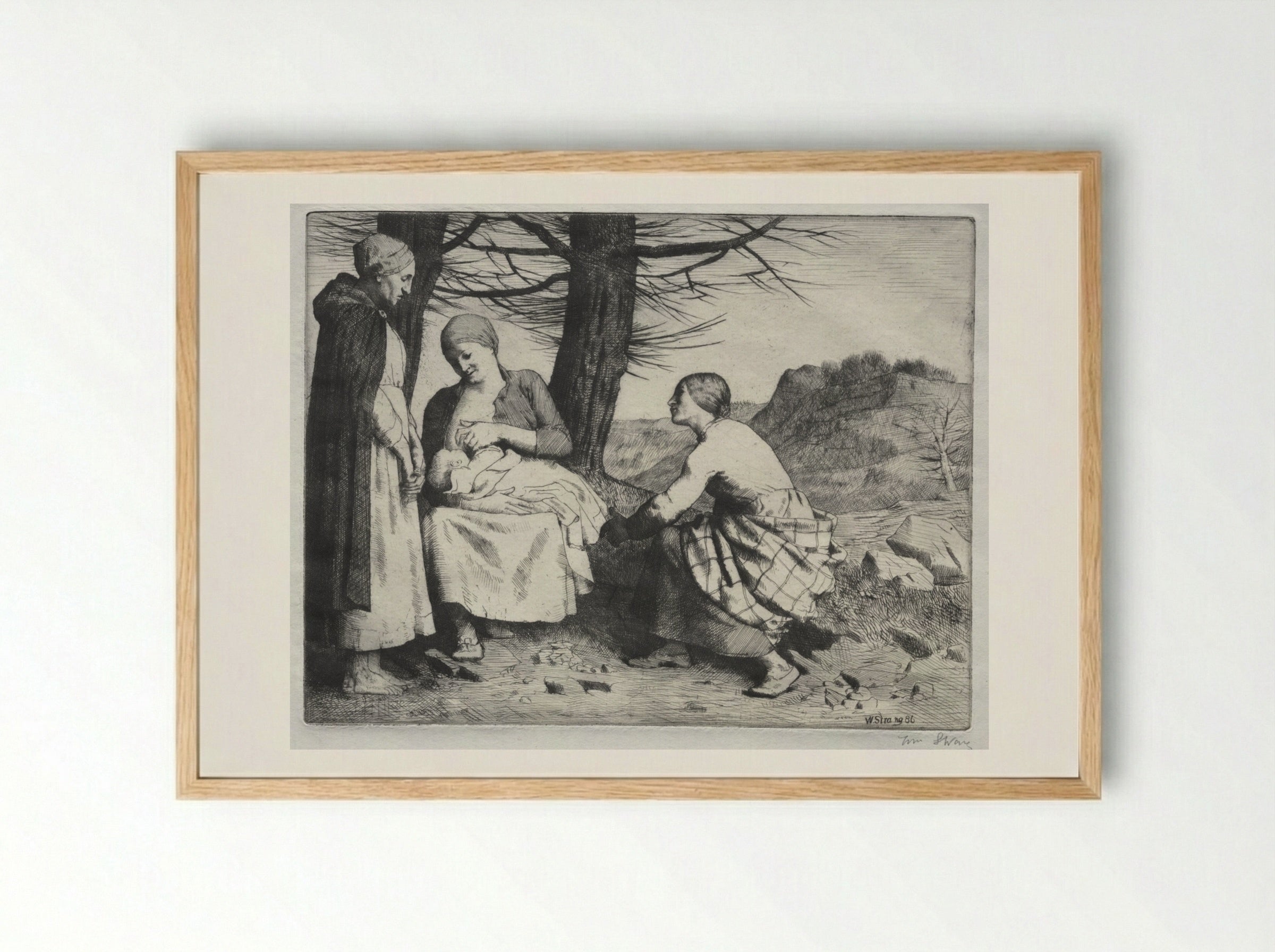 Woman and Child - William Strang - Framed Print Wood