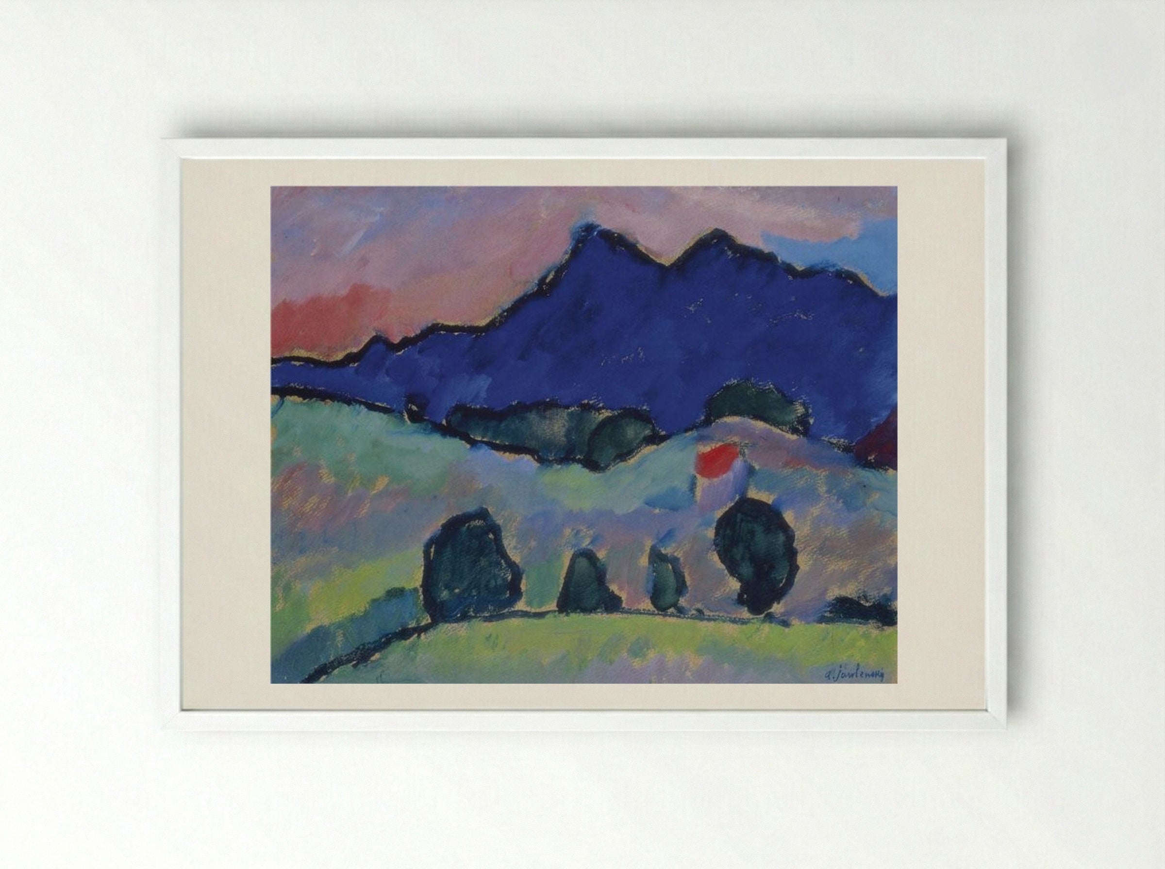 Blauer Berg - Alexej von Jawlensky - Framed Print White