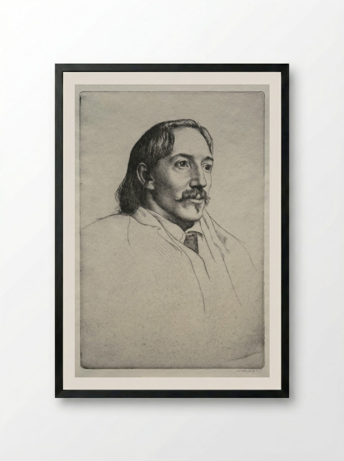Robert Louis Balfour Stevenson - William Strang - Framed Print Black
