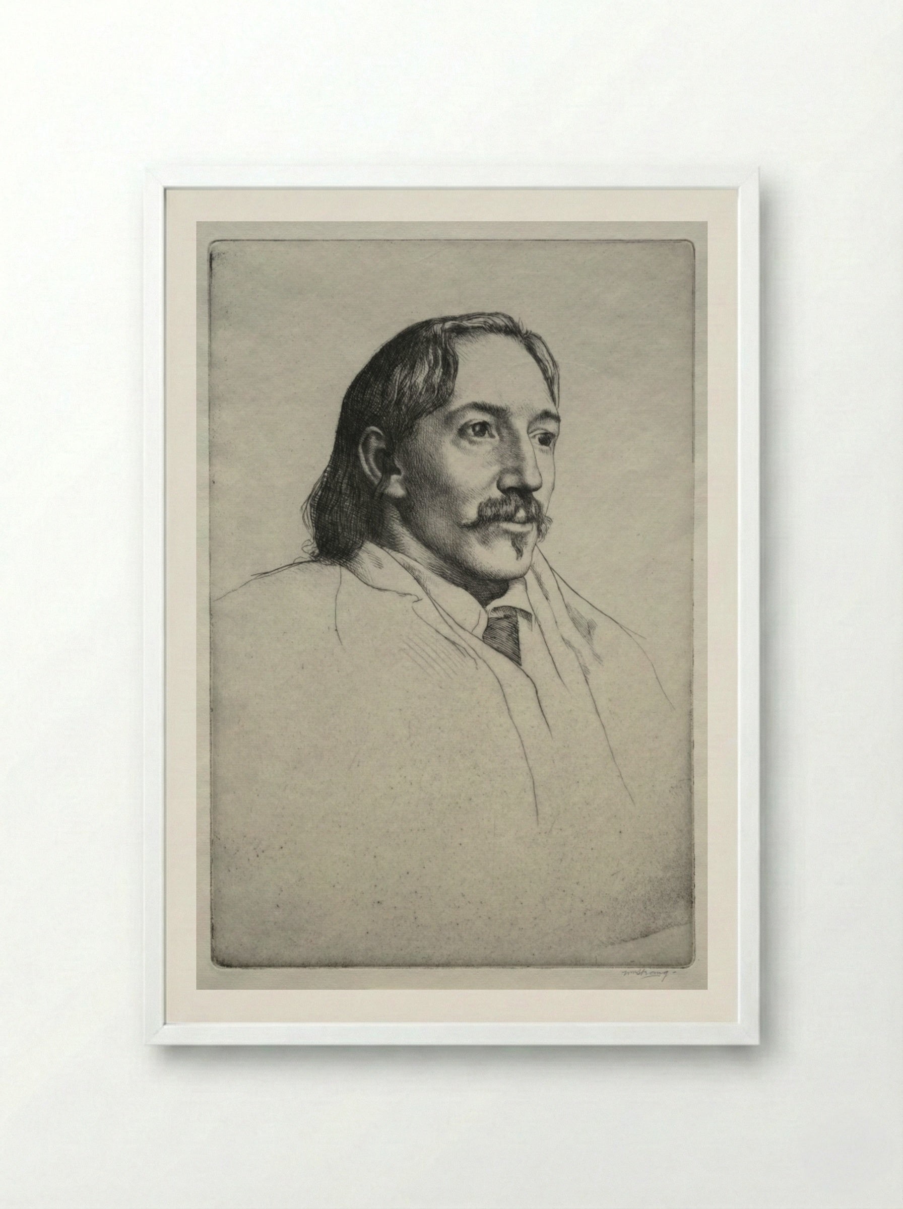 Robert Louis Balfour Stevenson - William Strang - Framed Print White