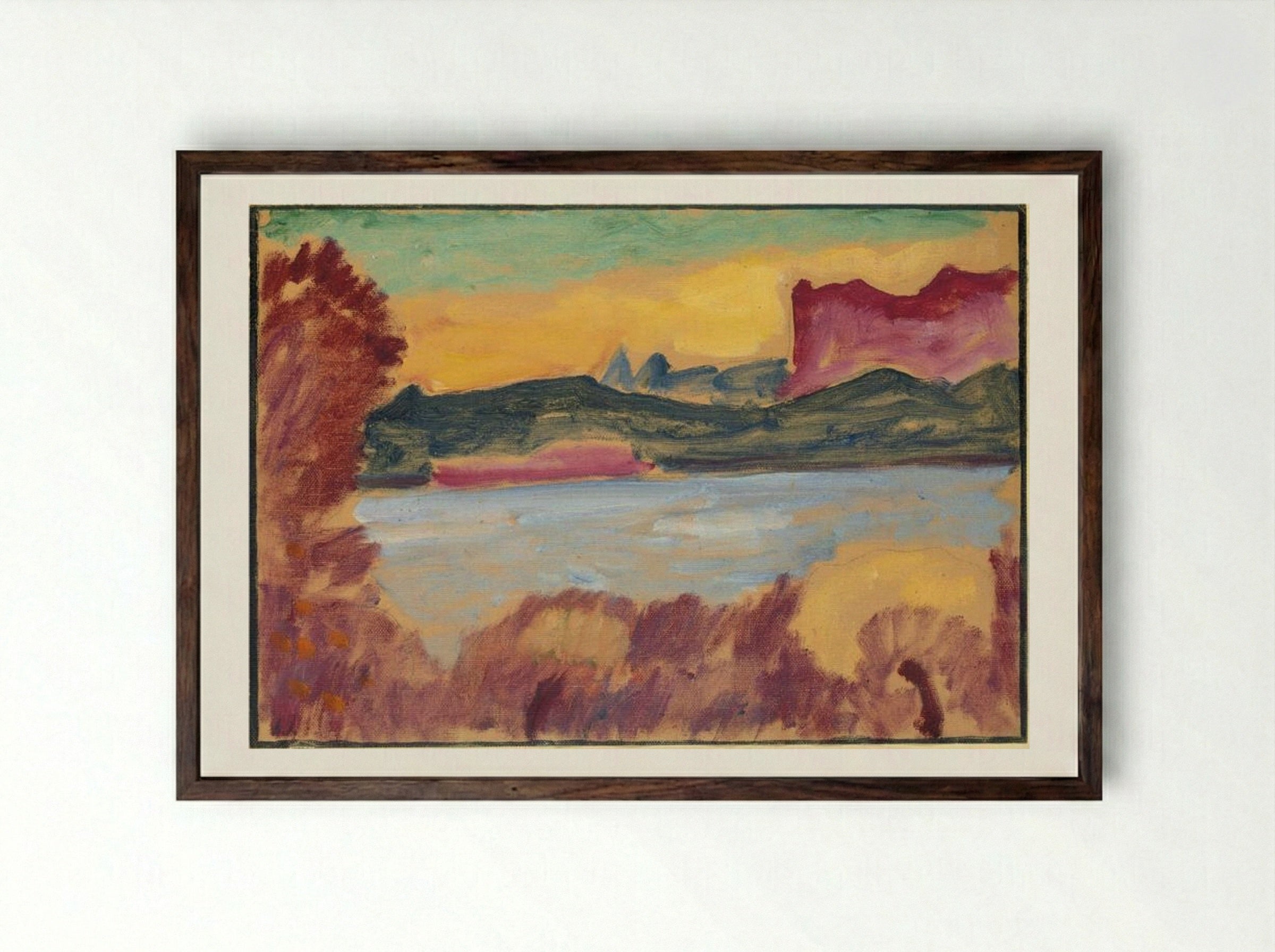 Landschaft, Genfer See - Alexej von Jawlensky - Framed Print Dark Wood