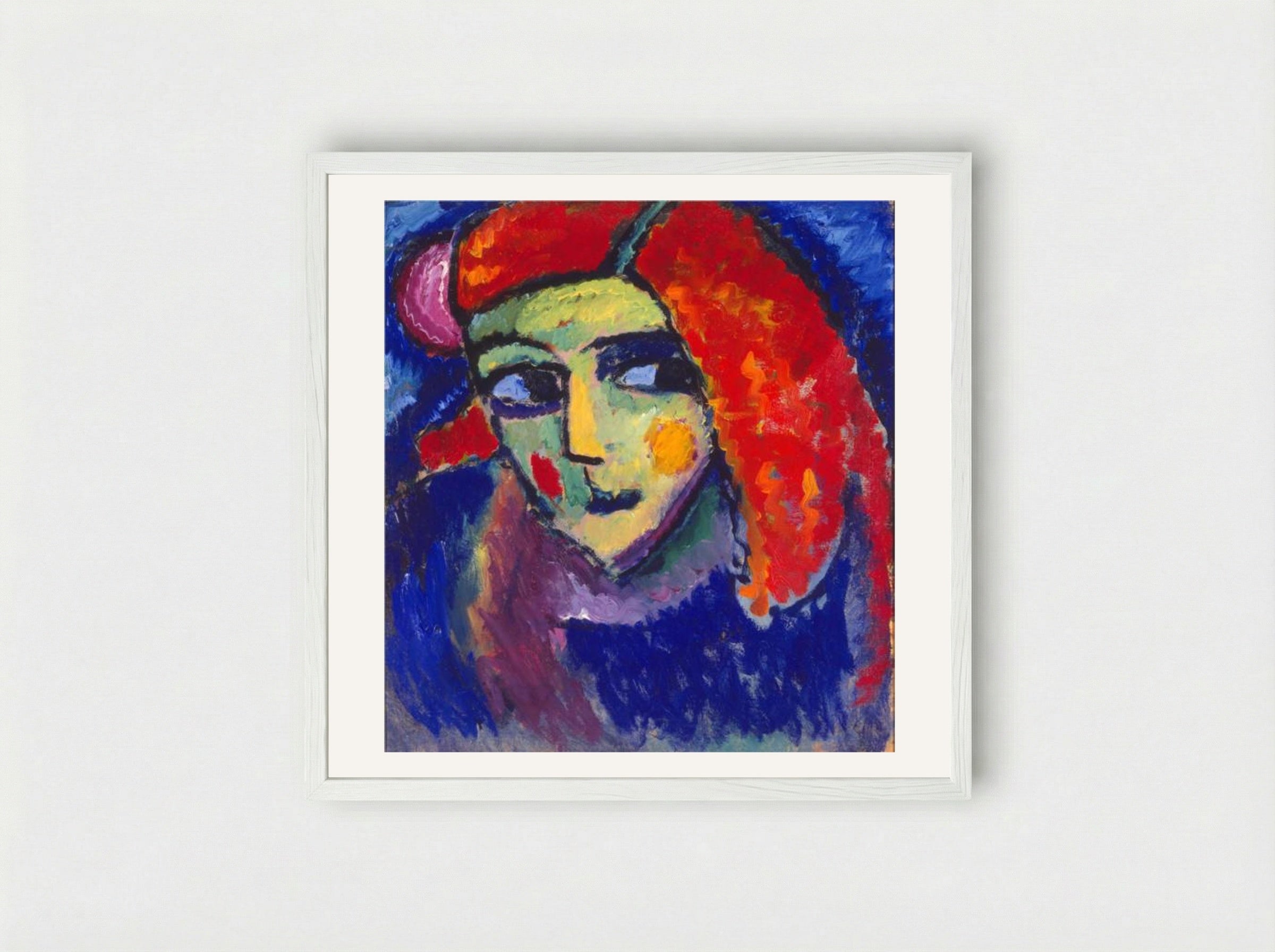 Pale Woman with Red Hair - Alexej von Jawlensky - Framed Print White