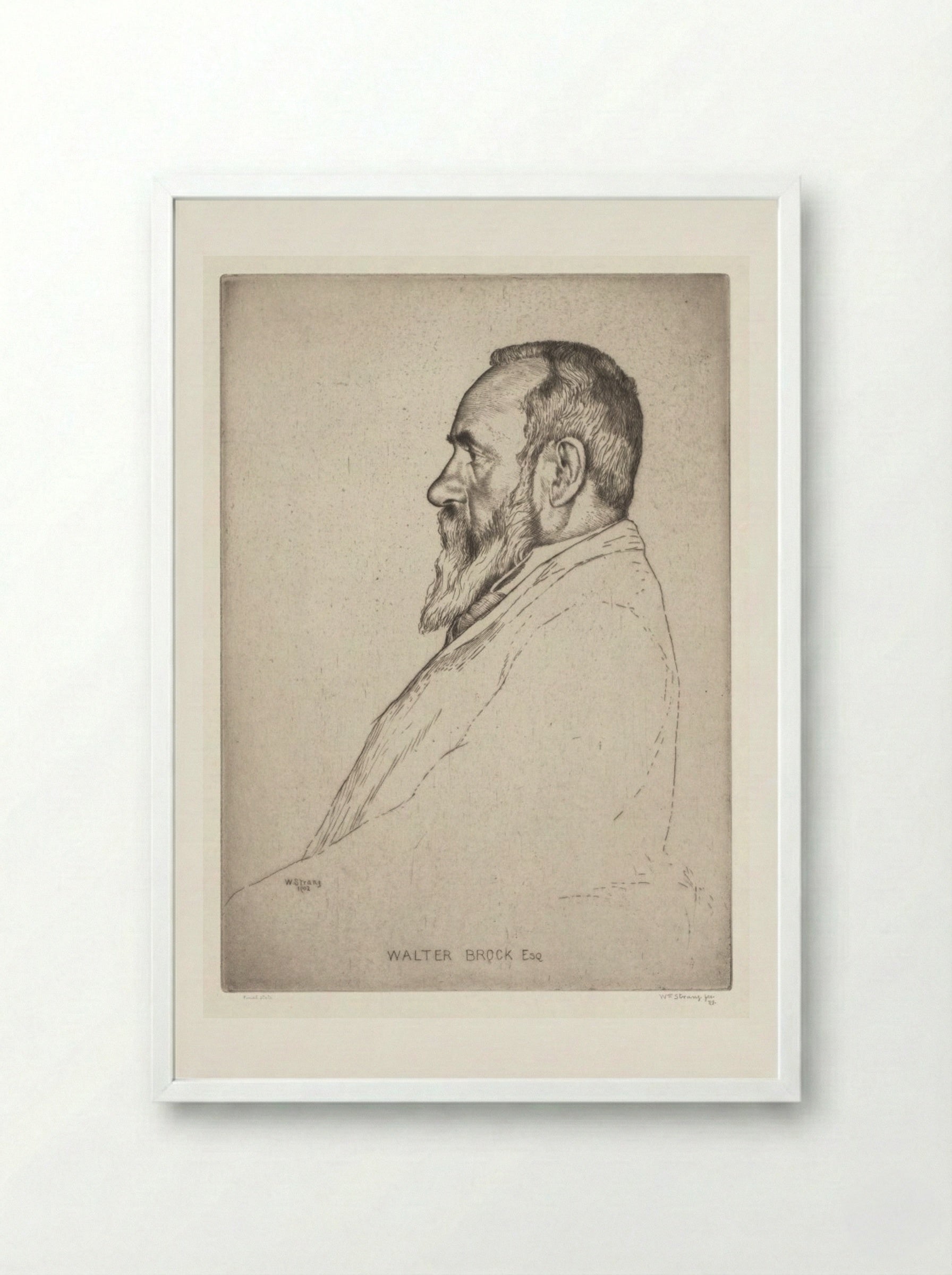 Portrait of Walter Brock - William Strang - Framed Print White