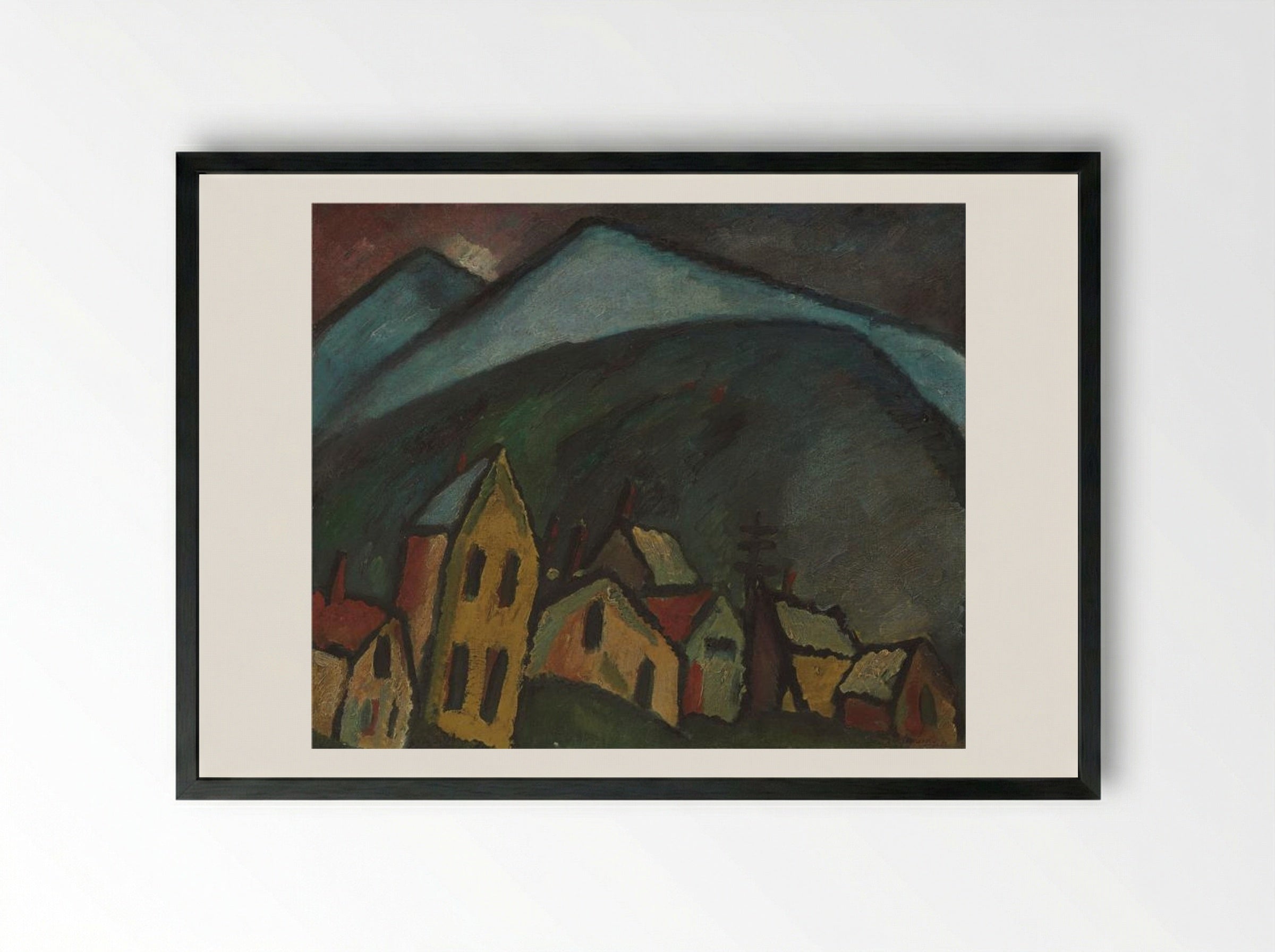 Berglandschaft mit Häusern - Alexej von Jawlensky - Framed Print Black