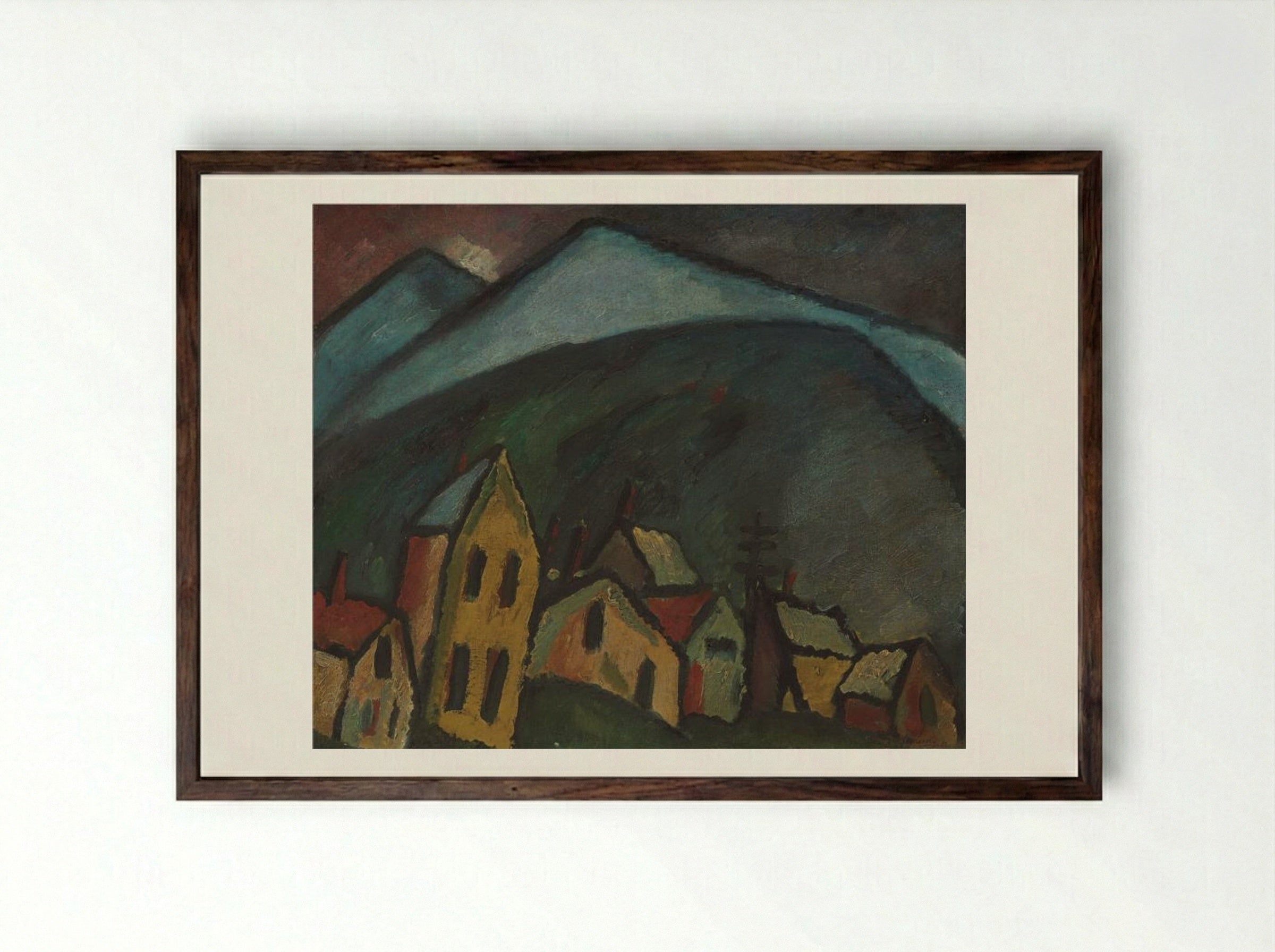 Berglandschaft mit Häusern - Alexej von Jawlensky - Framed Print Dark Wood