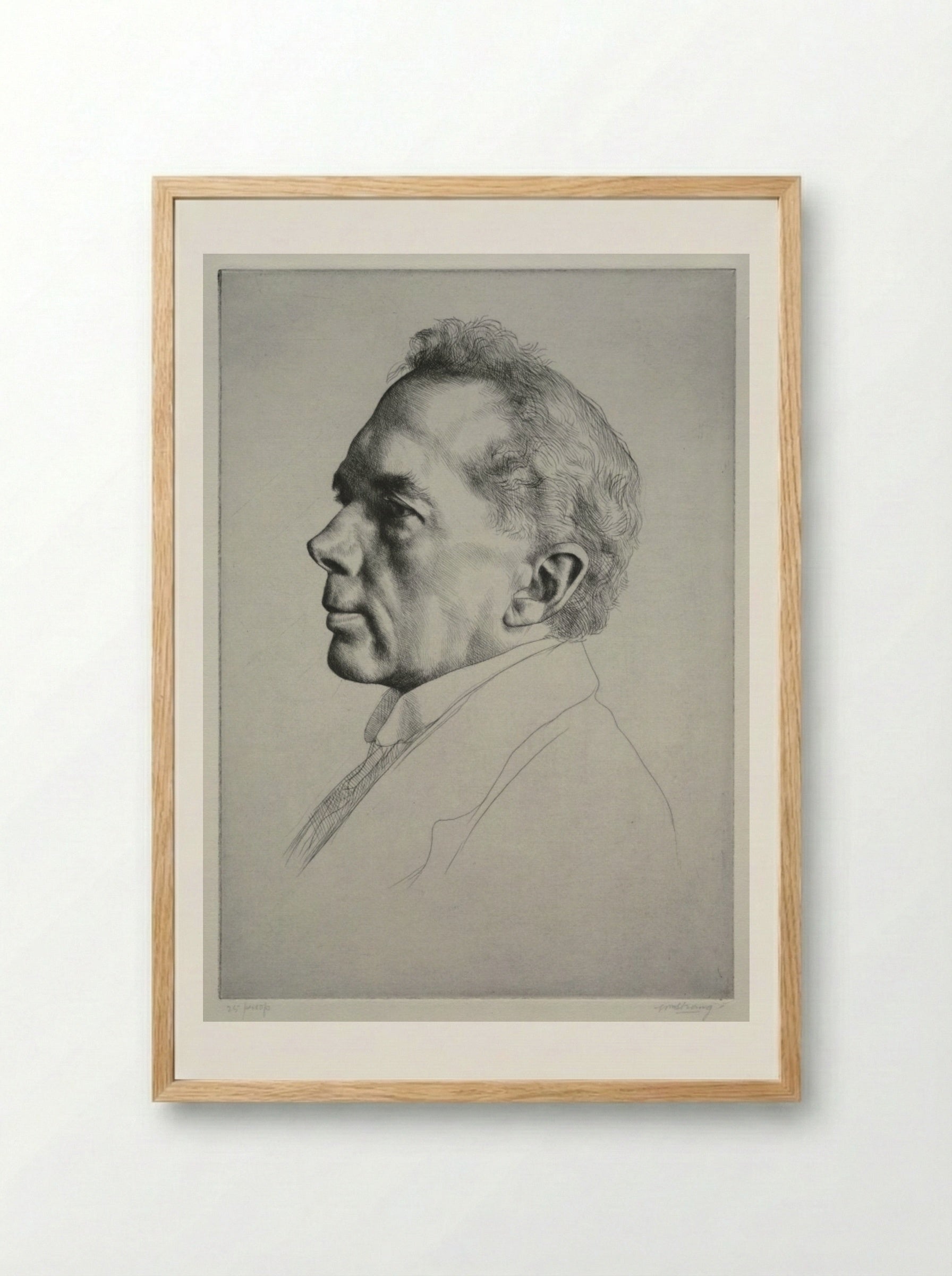 Campbell Dodgson, Profile to the Left - William Strang - Framed Print Wood