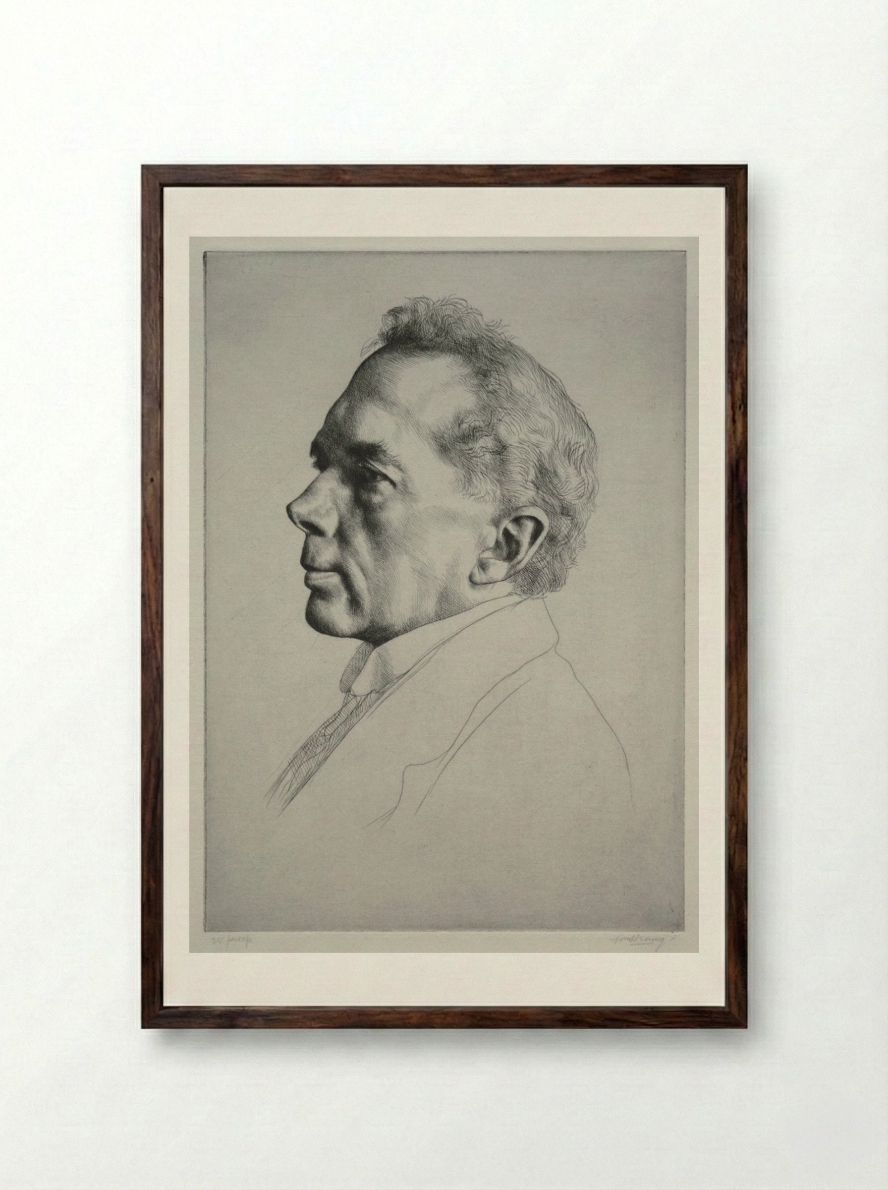 Campbell Dodgson, Profile to the Left - William Strang - Framed Print Dark Wood