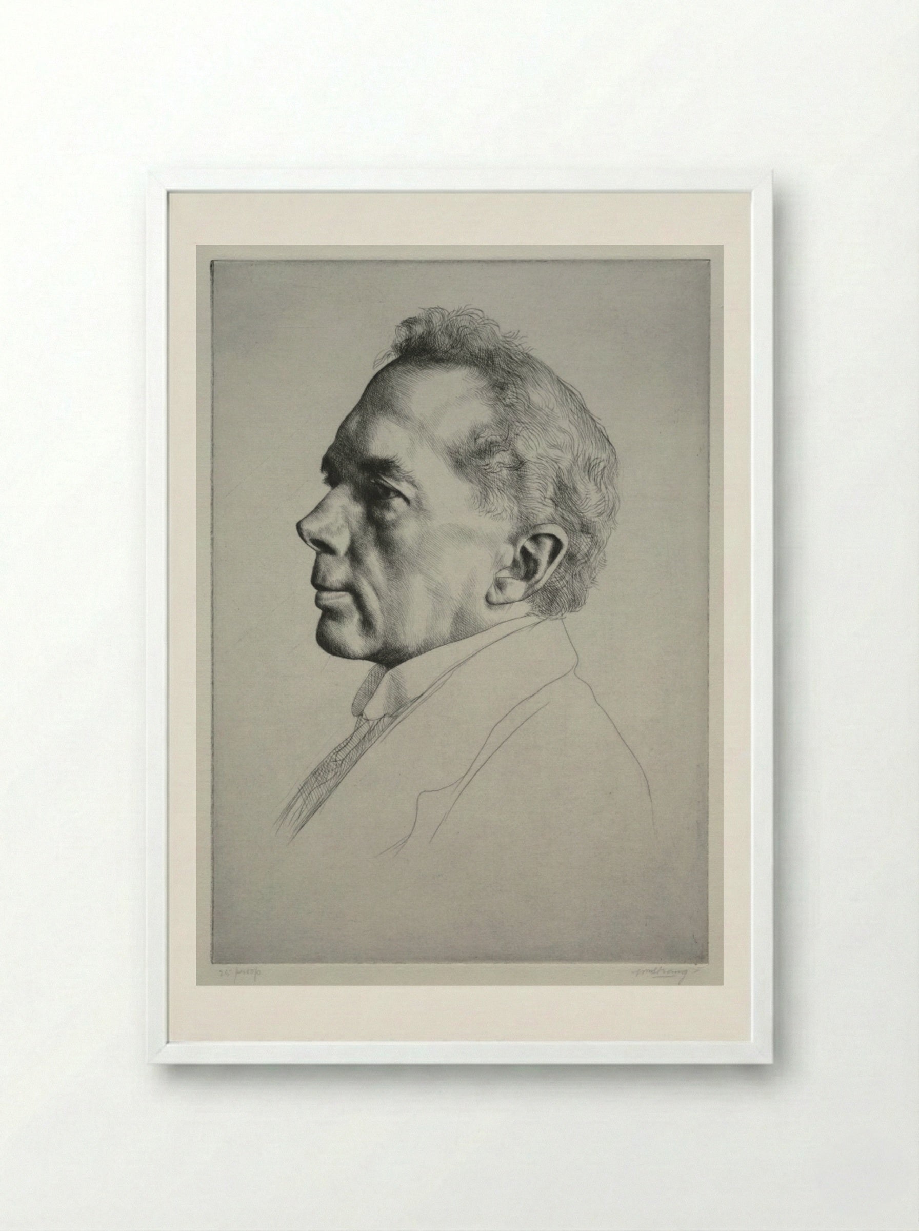 Campbell Dodgson, Profile to the Left - William Strang - Framed Print White