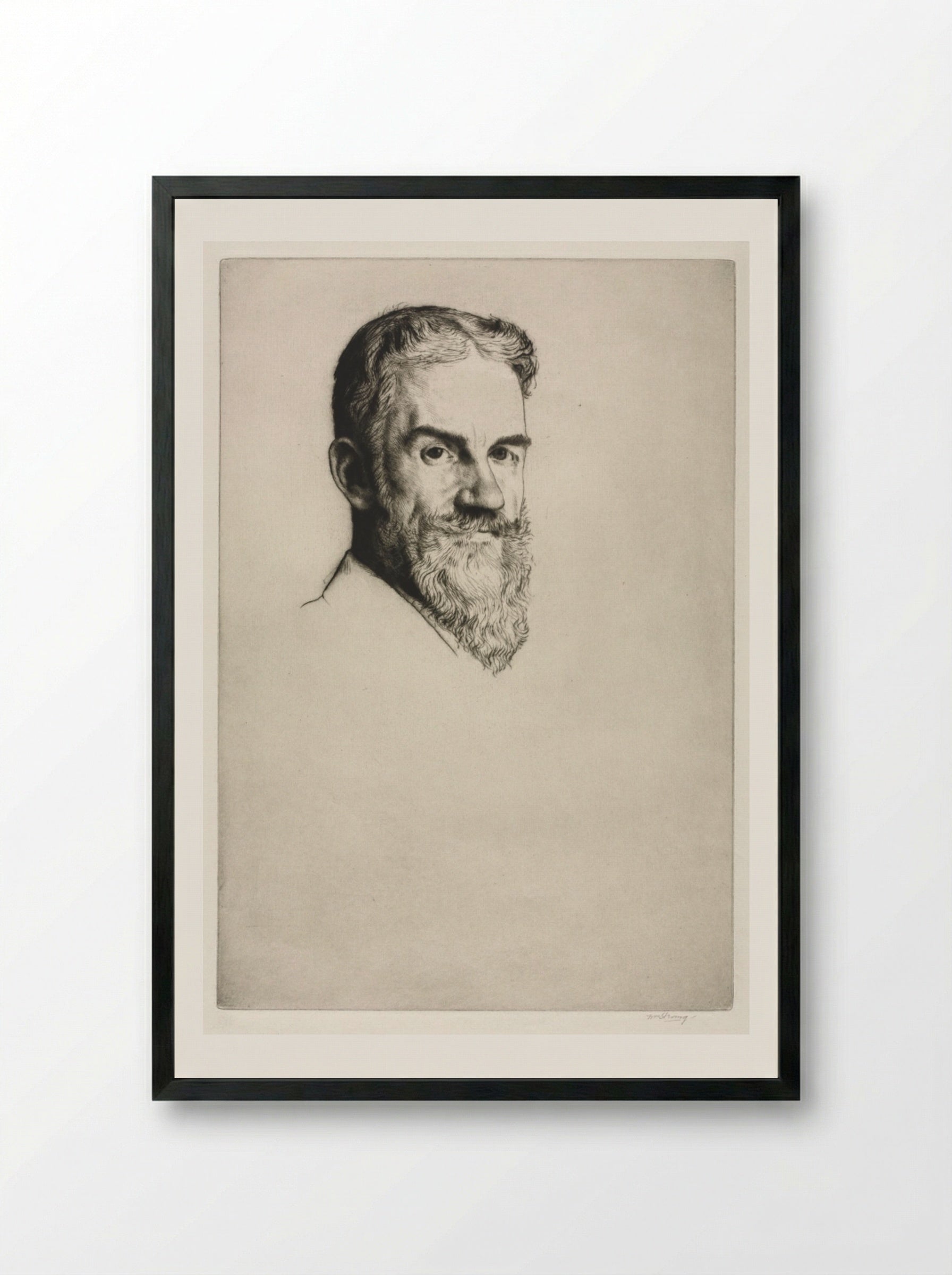 George Bernard Shaw - William Strang - Framed Print Black