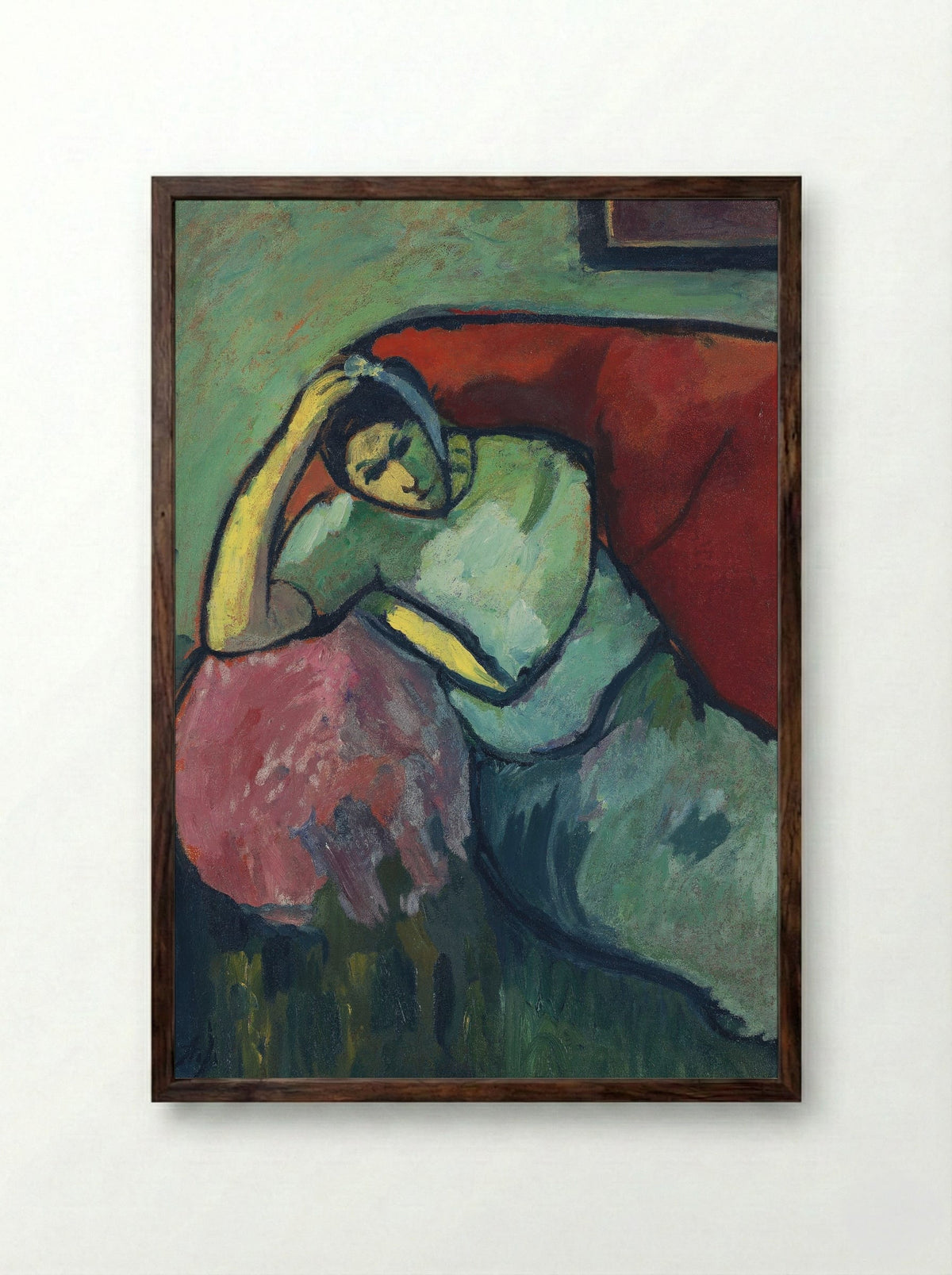 Sitzende Frau - Alexej von Jawlensky - Framed Print Dark Wood