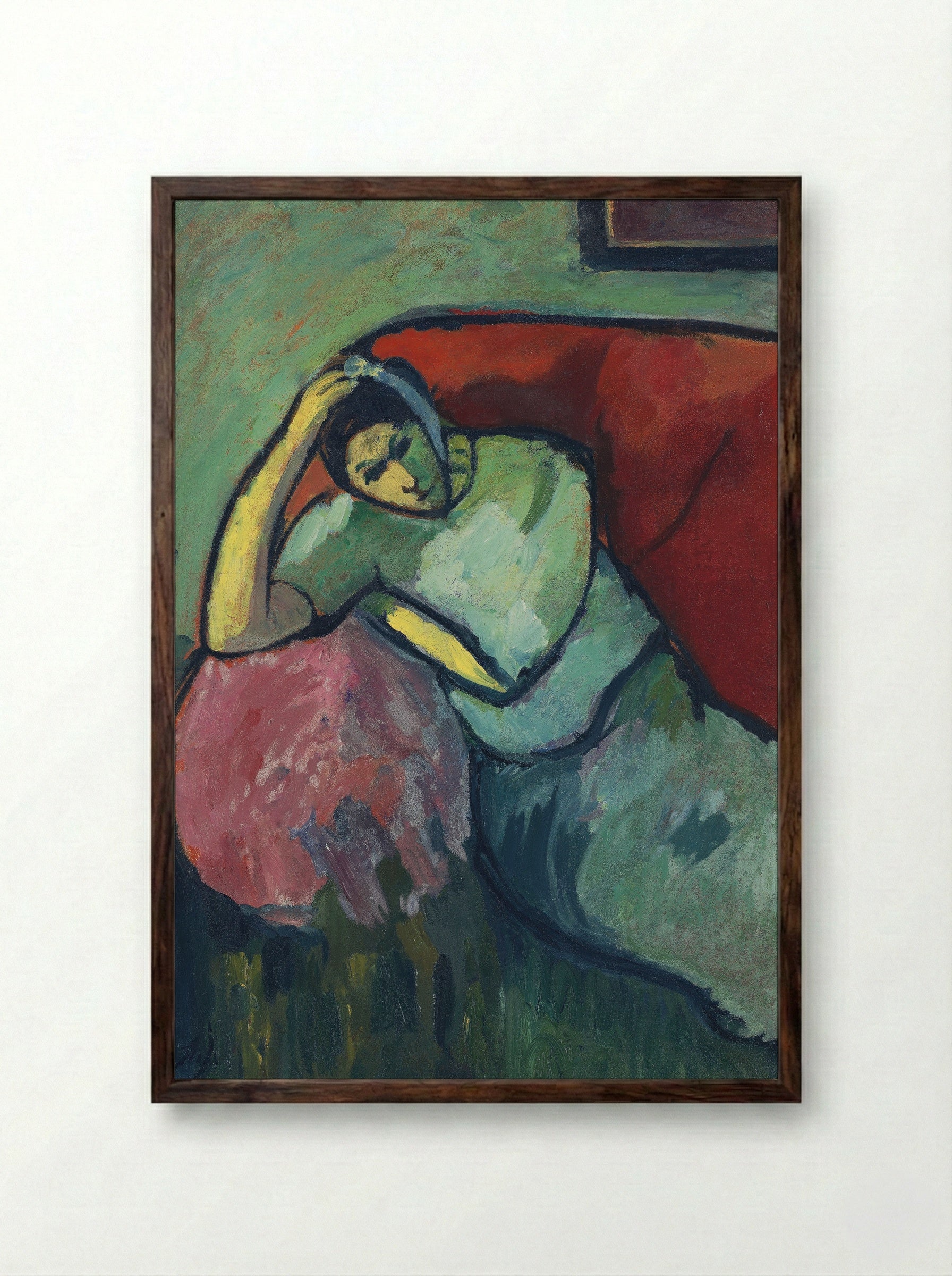 Sitzende Frau - Alexej von Jawlensky - Framed Print Dark Wood