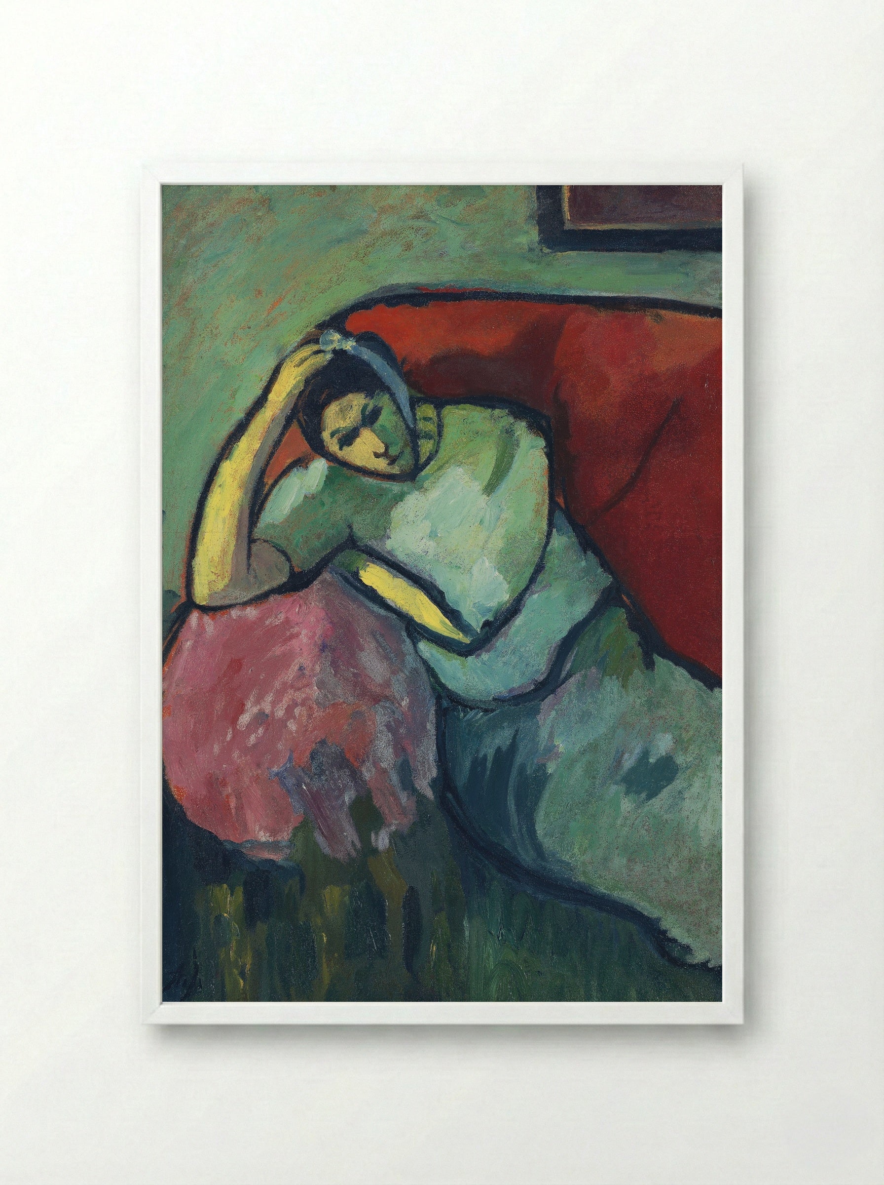 Sitzende Frau - Alexej von Jawlensky - Framed Print White