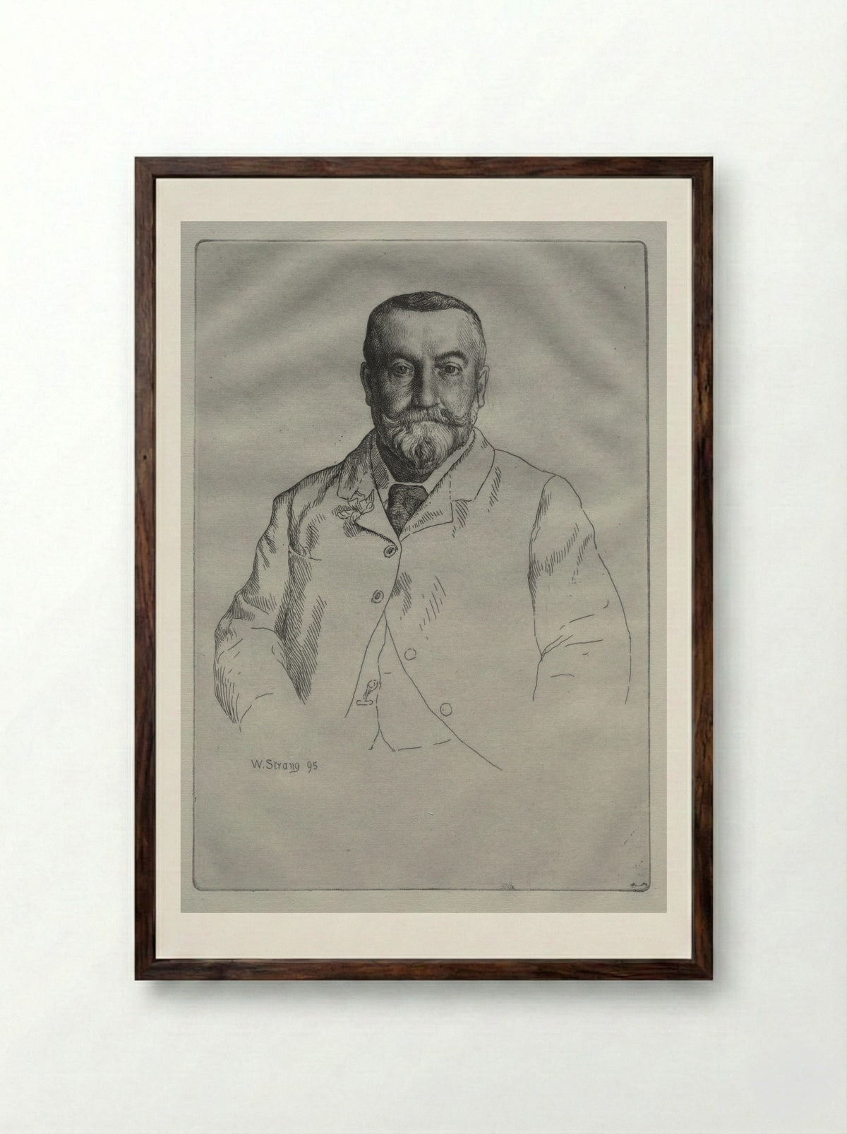 Portrait of H. Cock - William Strang - Framed Print Dark Wood
