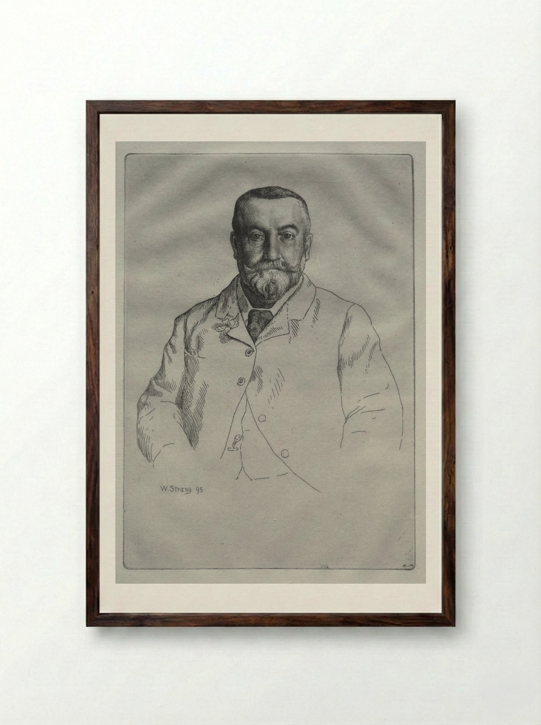 Portrait of H. Cock - William Strang - Framed Print Dark Wood