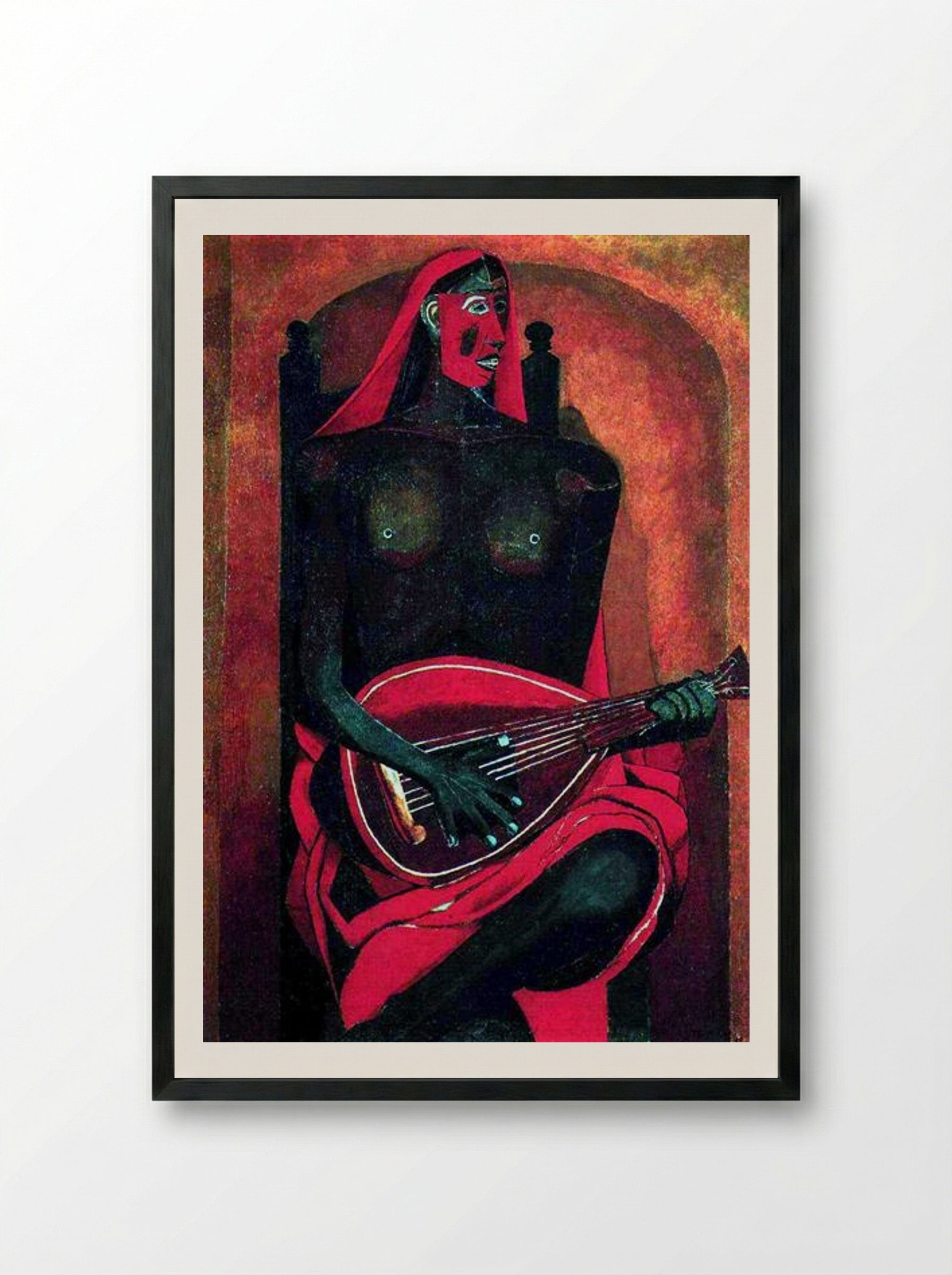 The Woman with Red Mask - Rufino Tamayo - Framed Print Black