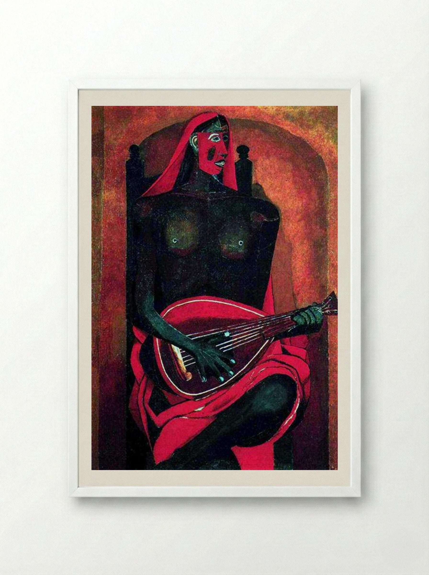 The Woman with Red Mask - Rufino Tamayo - Framed Print White