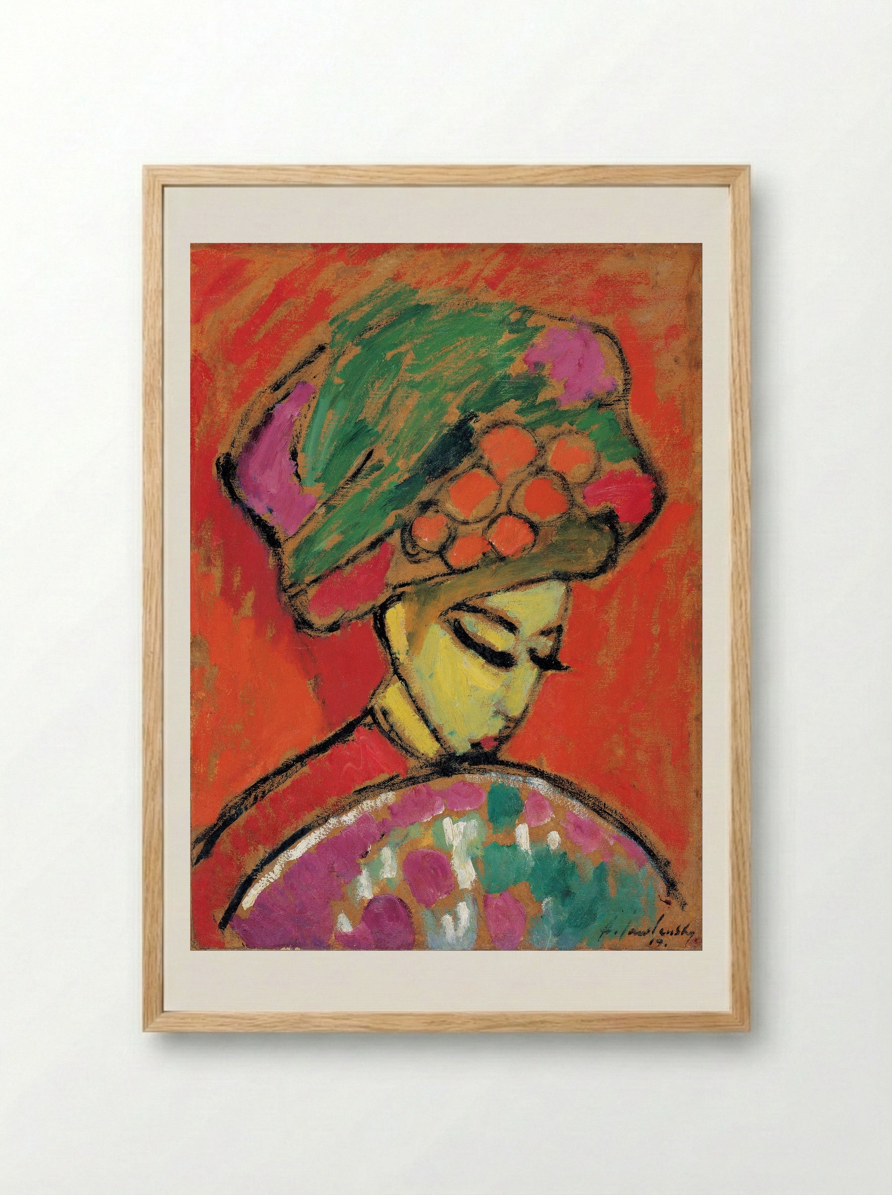 Schokko with Red Hat - Alexej von Jawlensky - Framed Print Wood