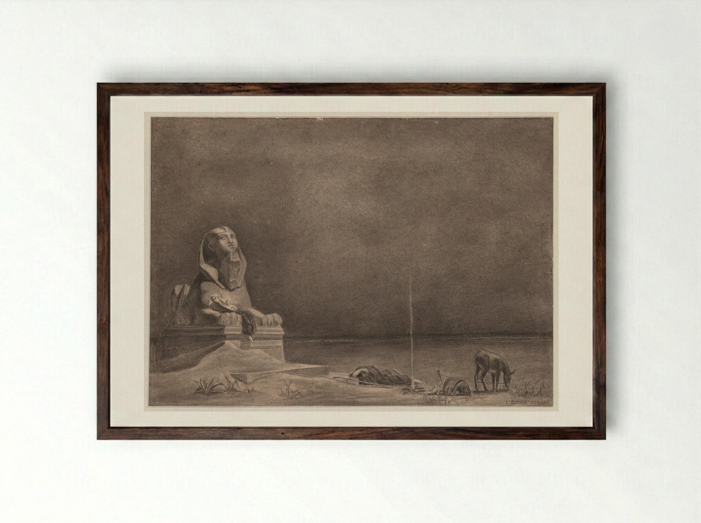 The Rest on the Flight into Egypt - Luc-Olivier Merson - Framed Print Dark Wood
