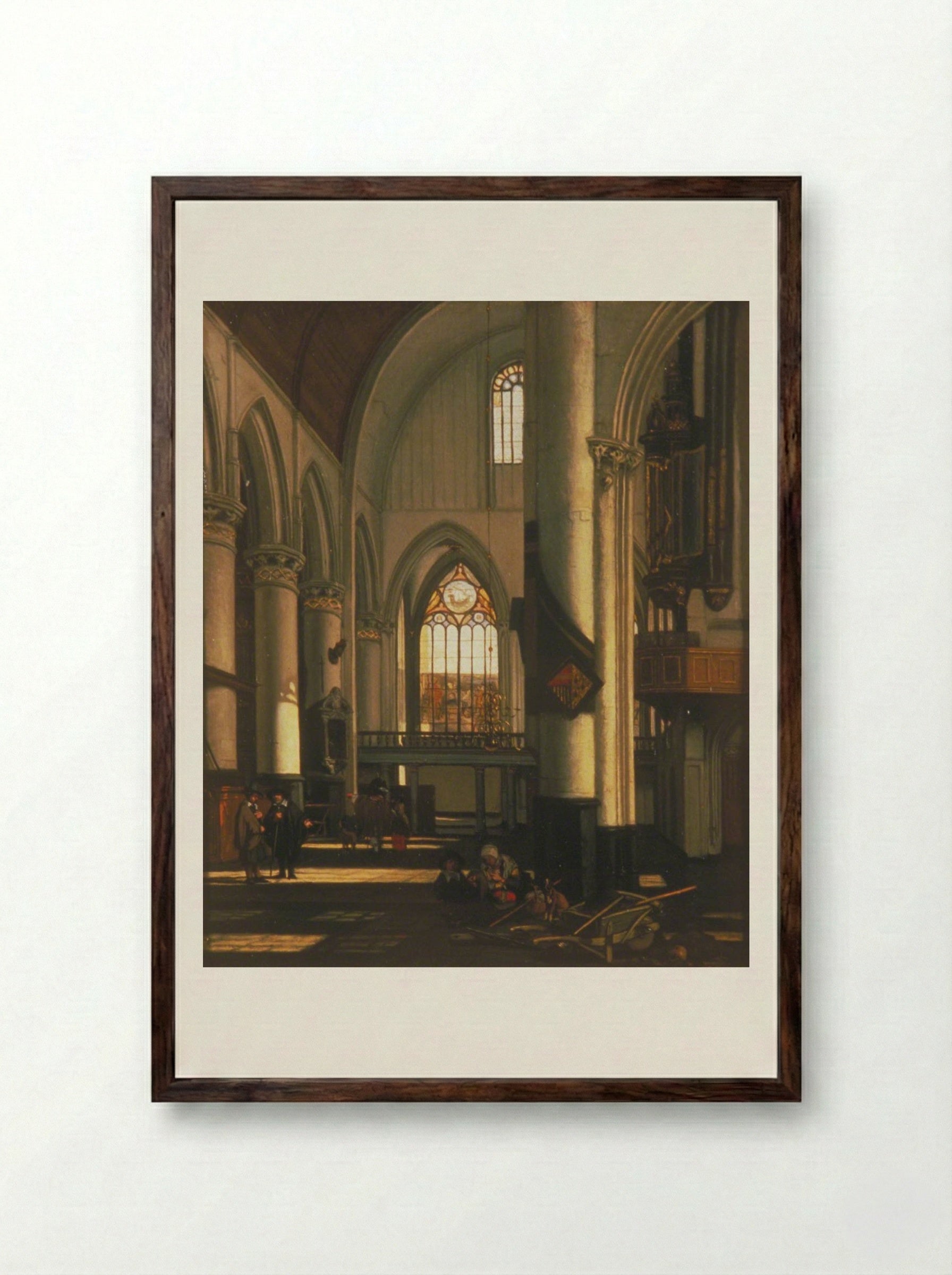 Interior of a Church - Emanuel de Witte - Framed Print Dark Wood