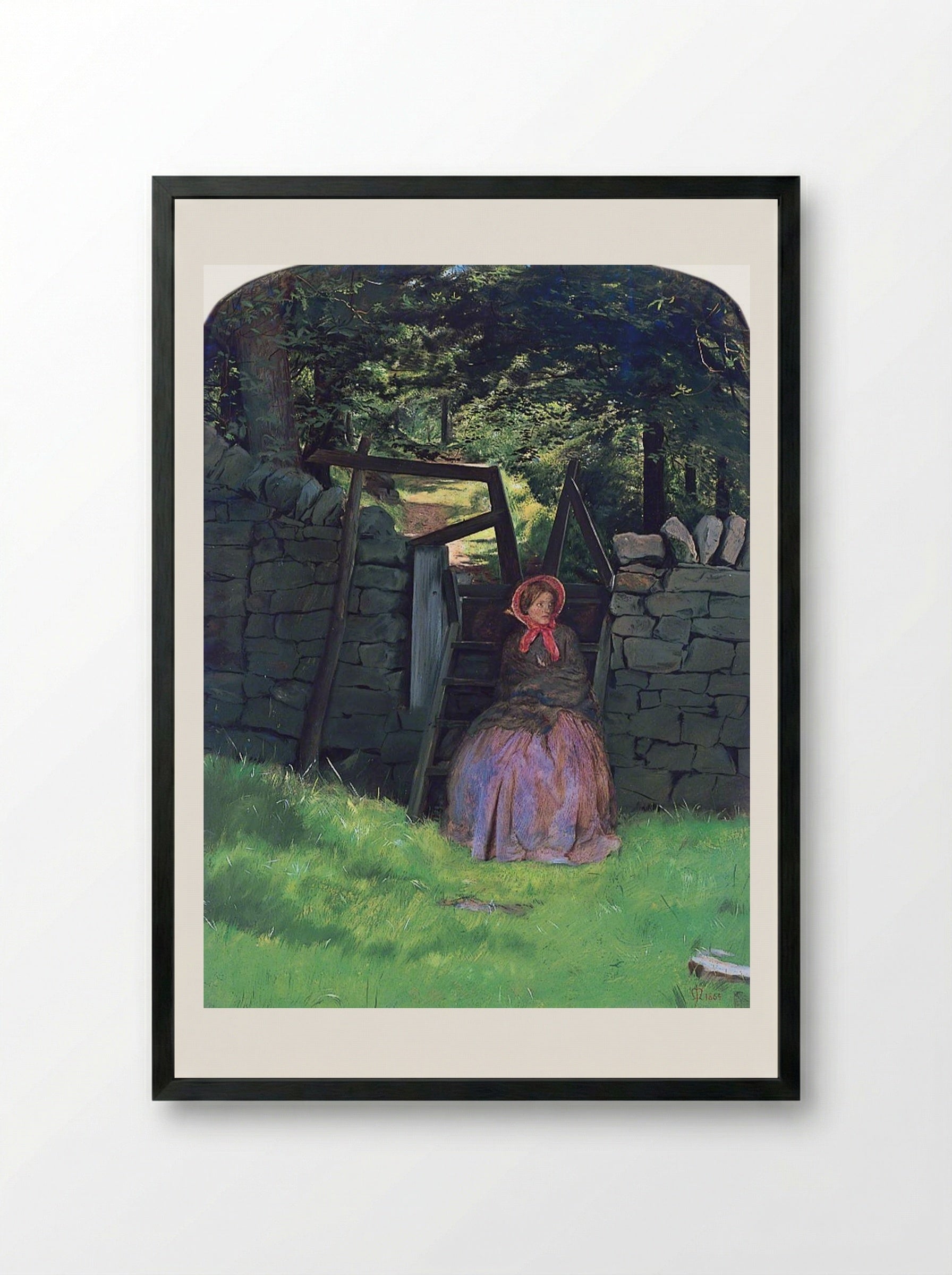 Waiting - John Everett Millais - Framed Print Black