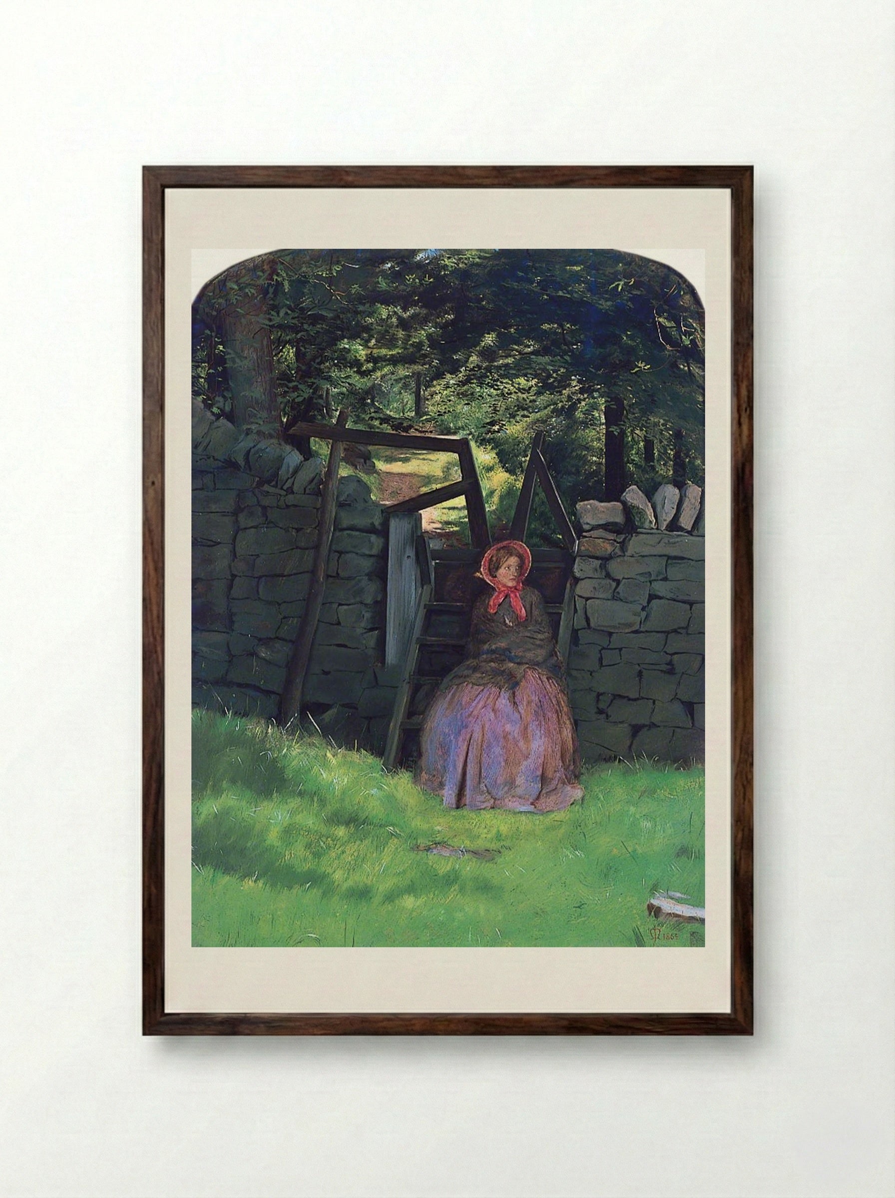 Waiting - John Everett Millais - Framed Print Dark Wood