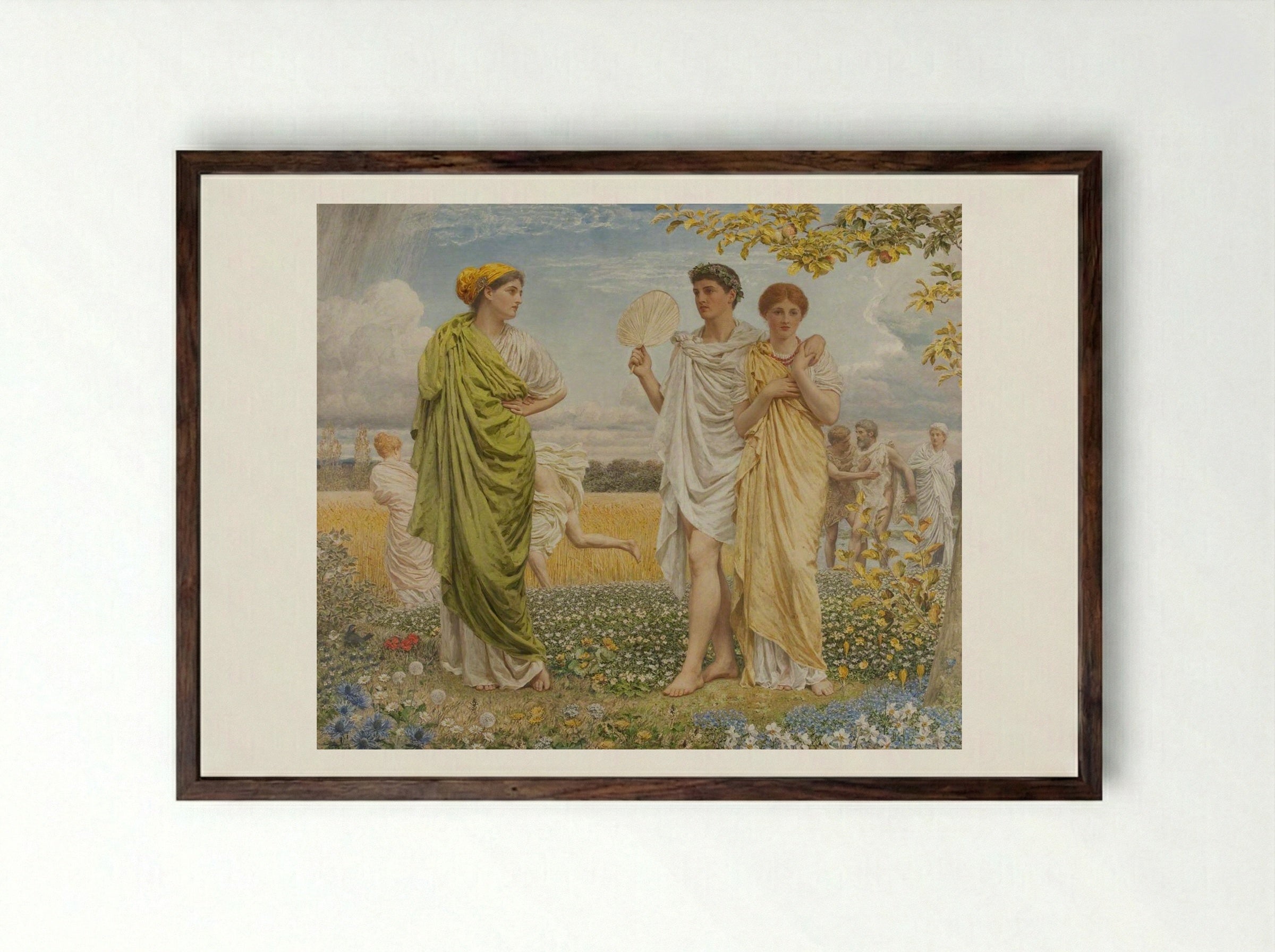 Loves of the Wind and the Seasons - Albert Joseph Moore - Framed Print Dark Wood