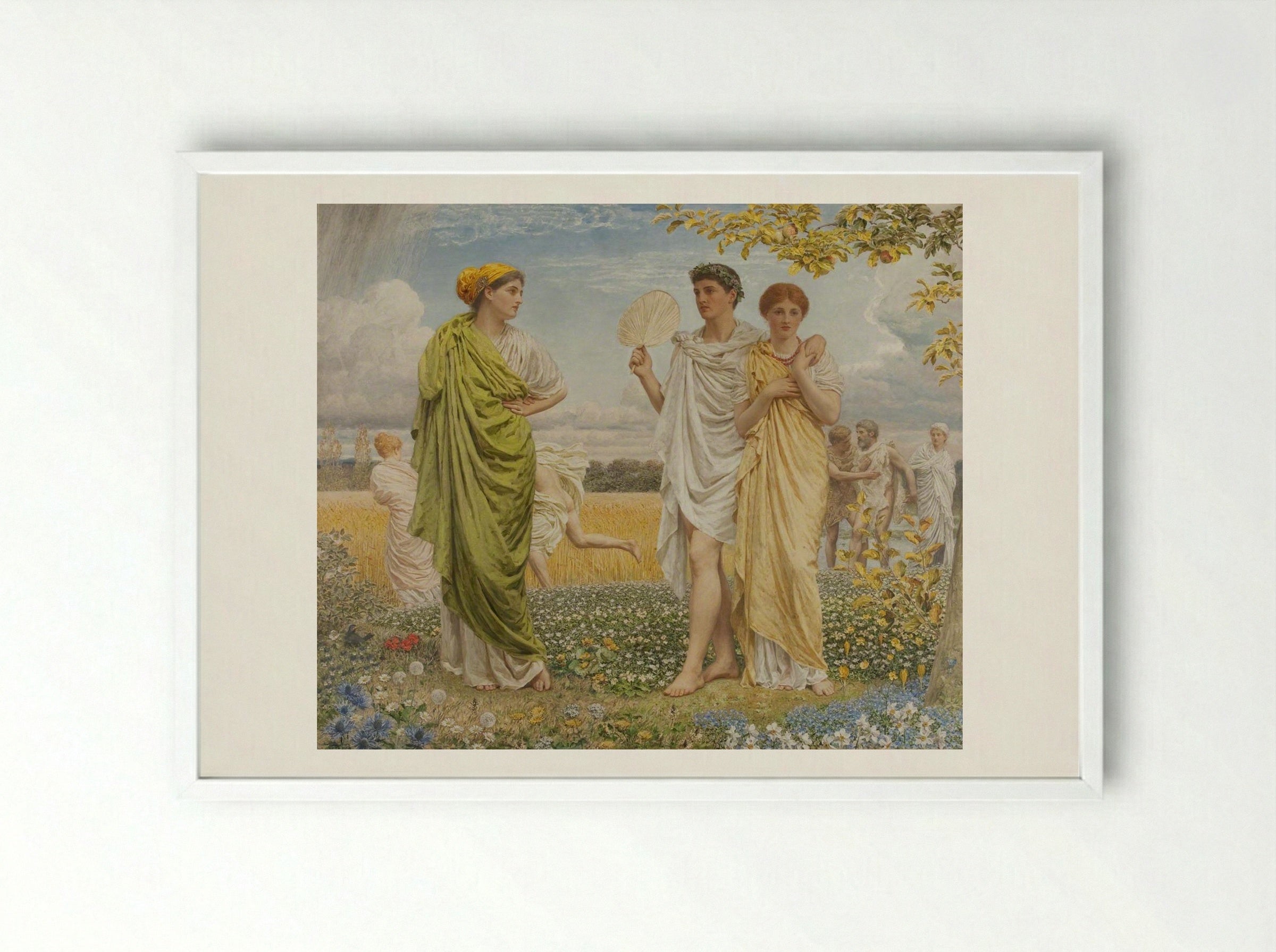 Loves of the Wind and the Seasons - Albert Joseph Moore - Framed Print White