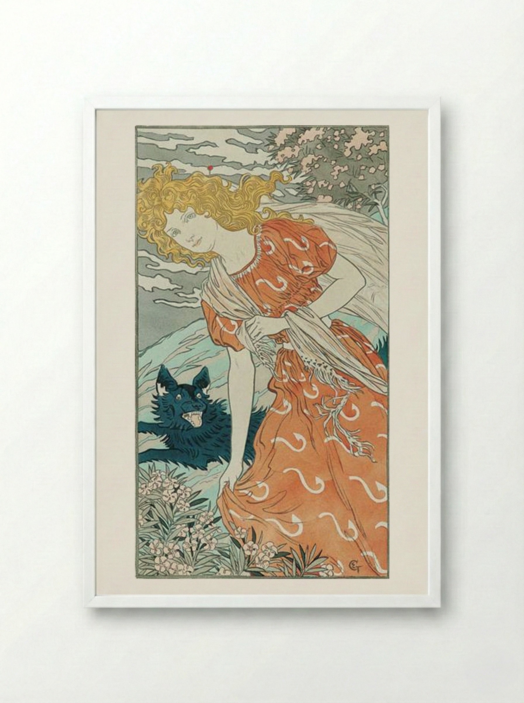Danger - Eugène Grasset - Framed Print White