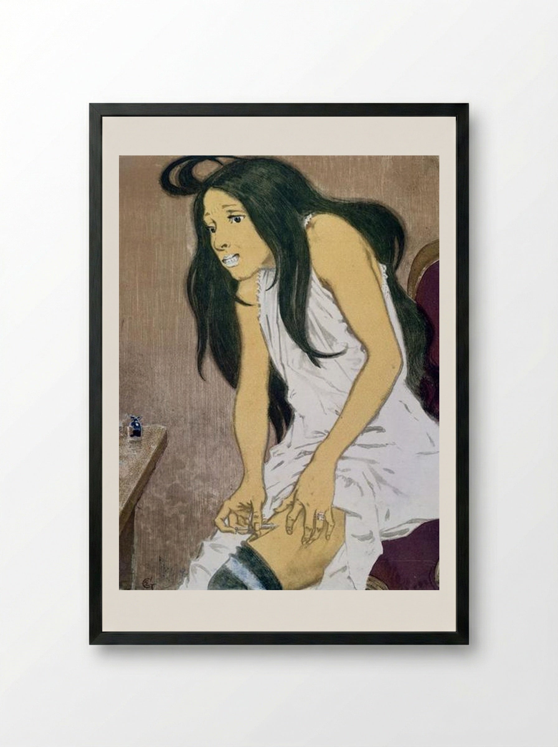La Morphiniste - Eugène Grasset - Framed Print Black