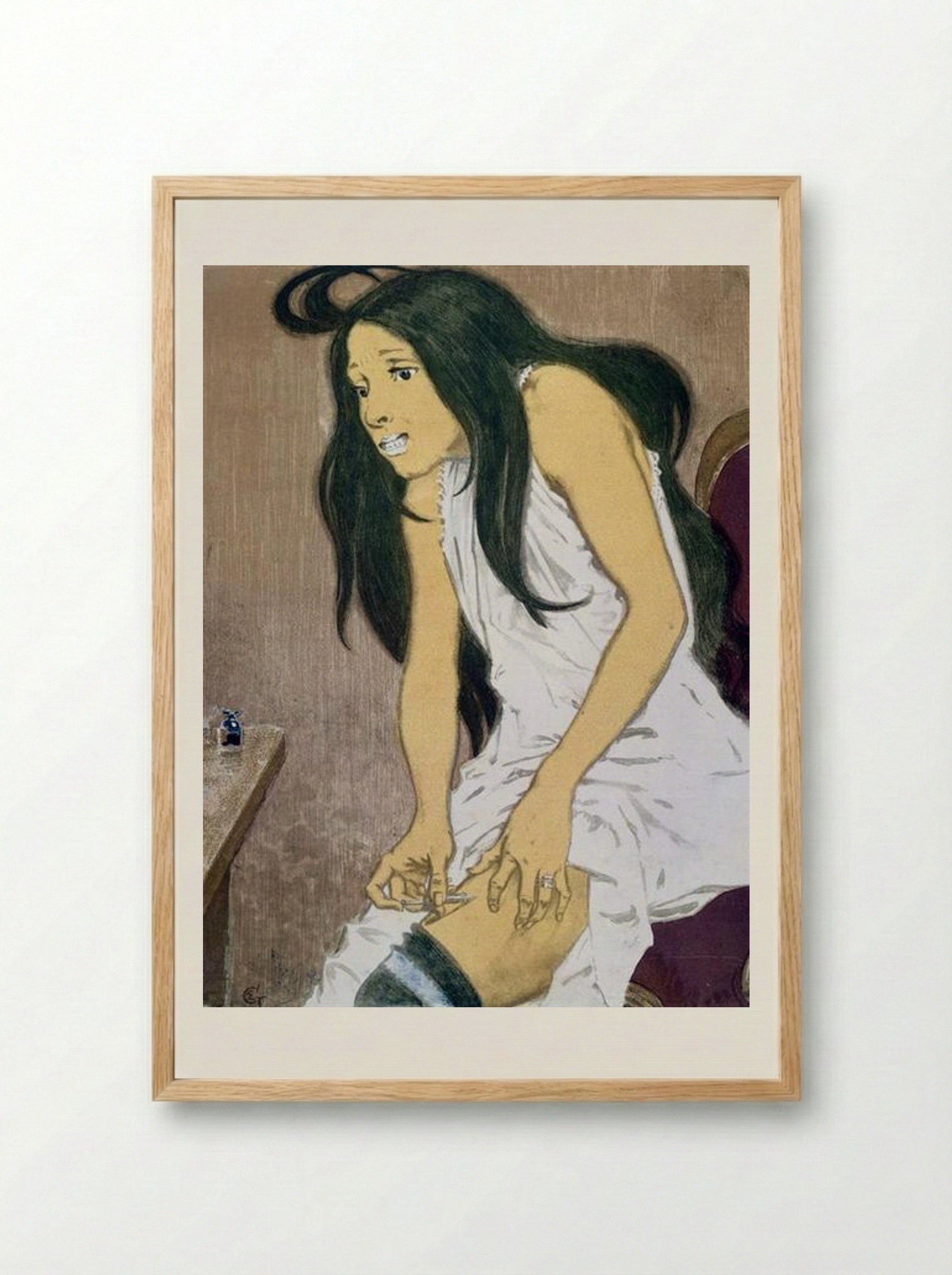 La Morphiniste - Eugène Grasset - Framed Print Wood