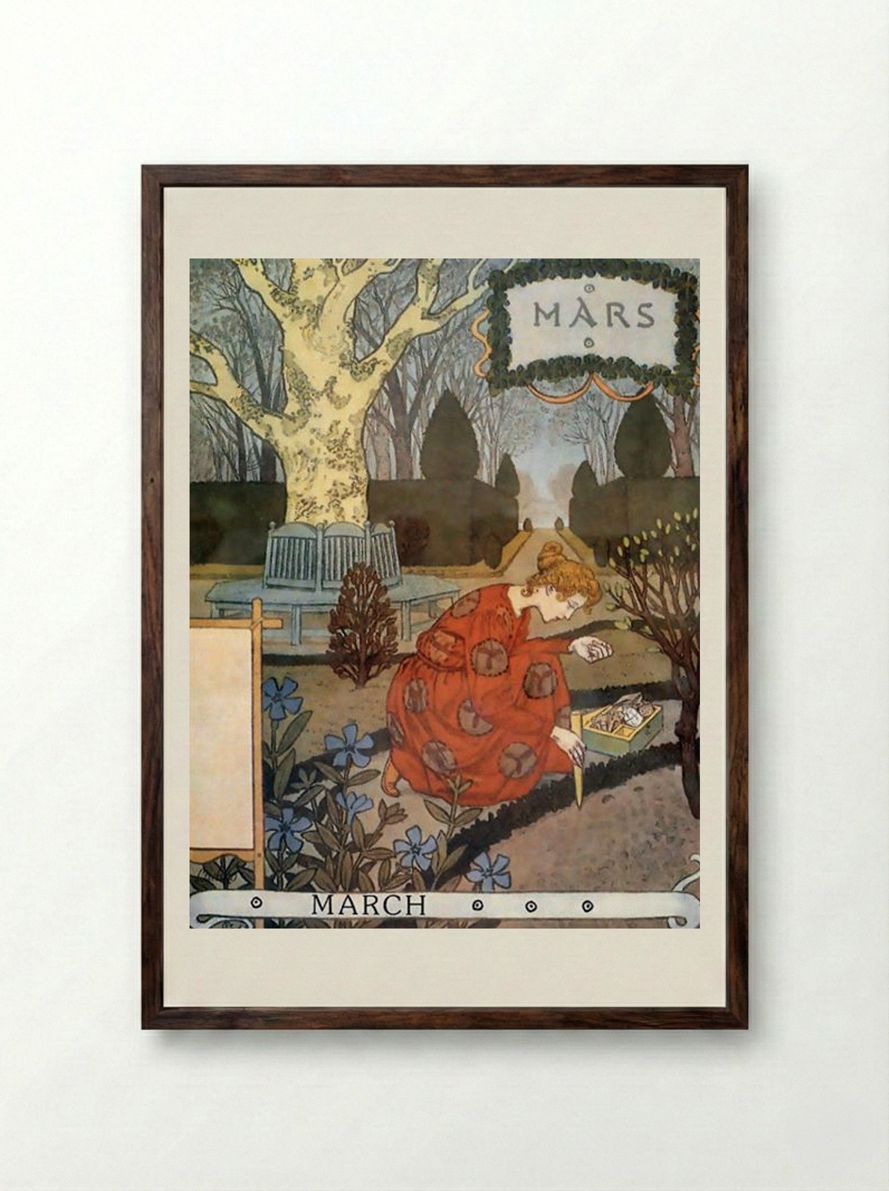 La Belle Jardinière - March - Eugène Grasset - Framed Print Dark Wood