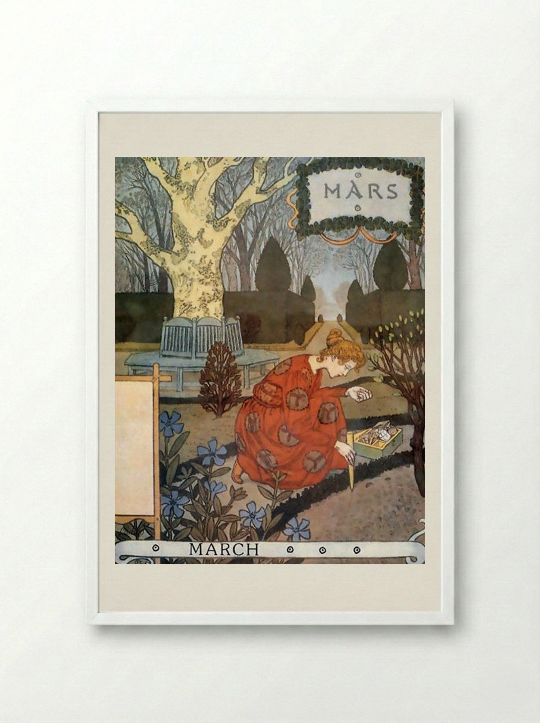 La Belle Jardinière - March - Eugène Grasset - Framed Print White