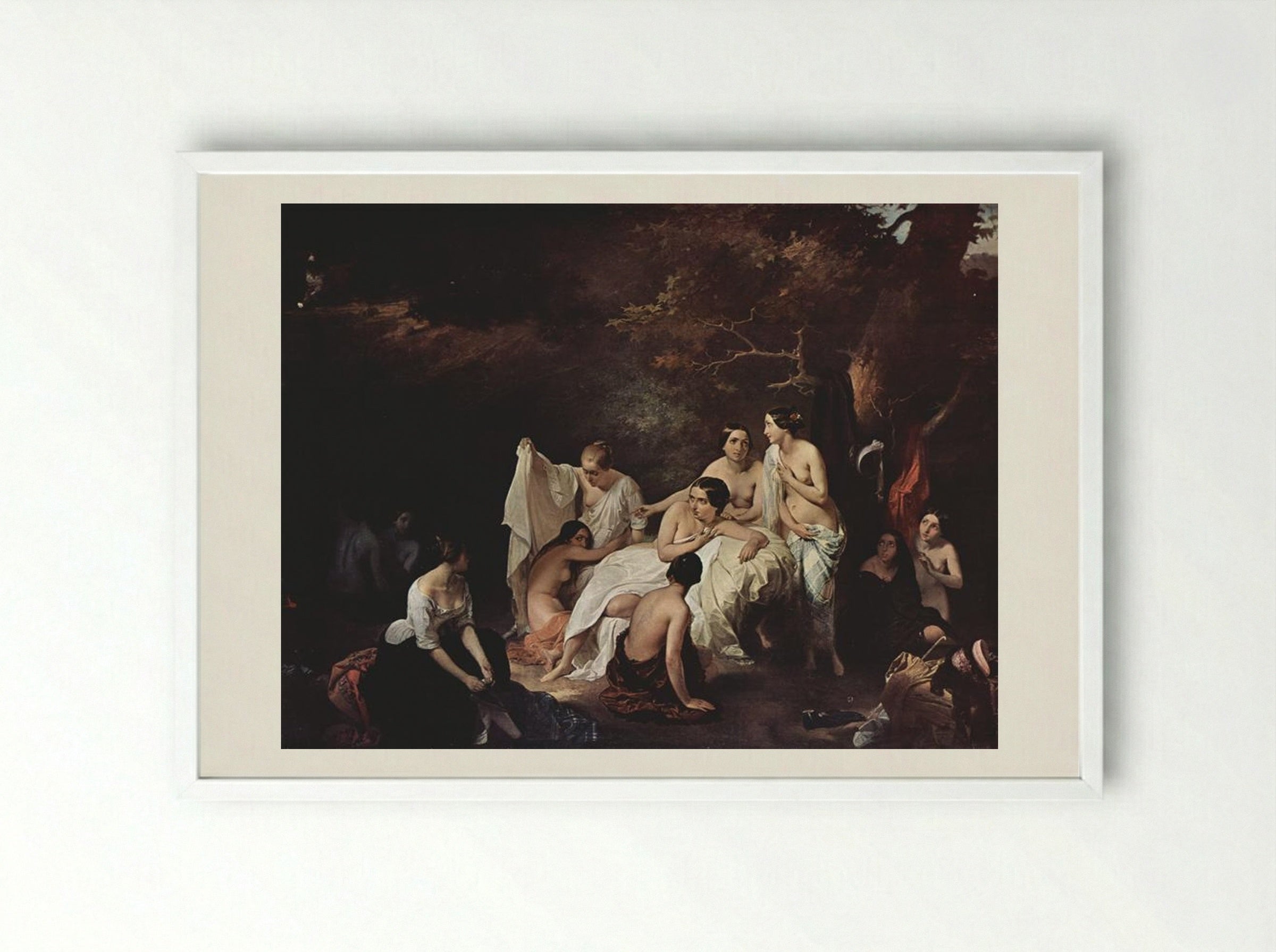 Bathing Nymphs - Francesco Hayez - Framed Print White
