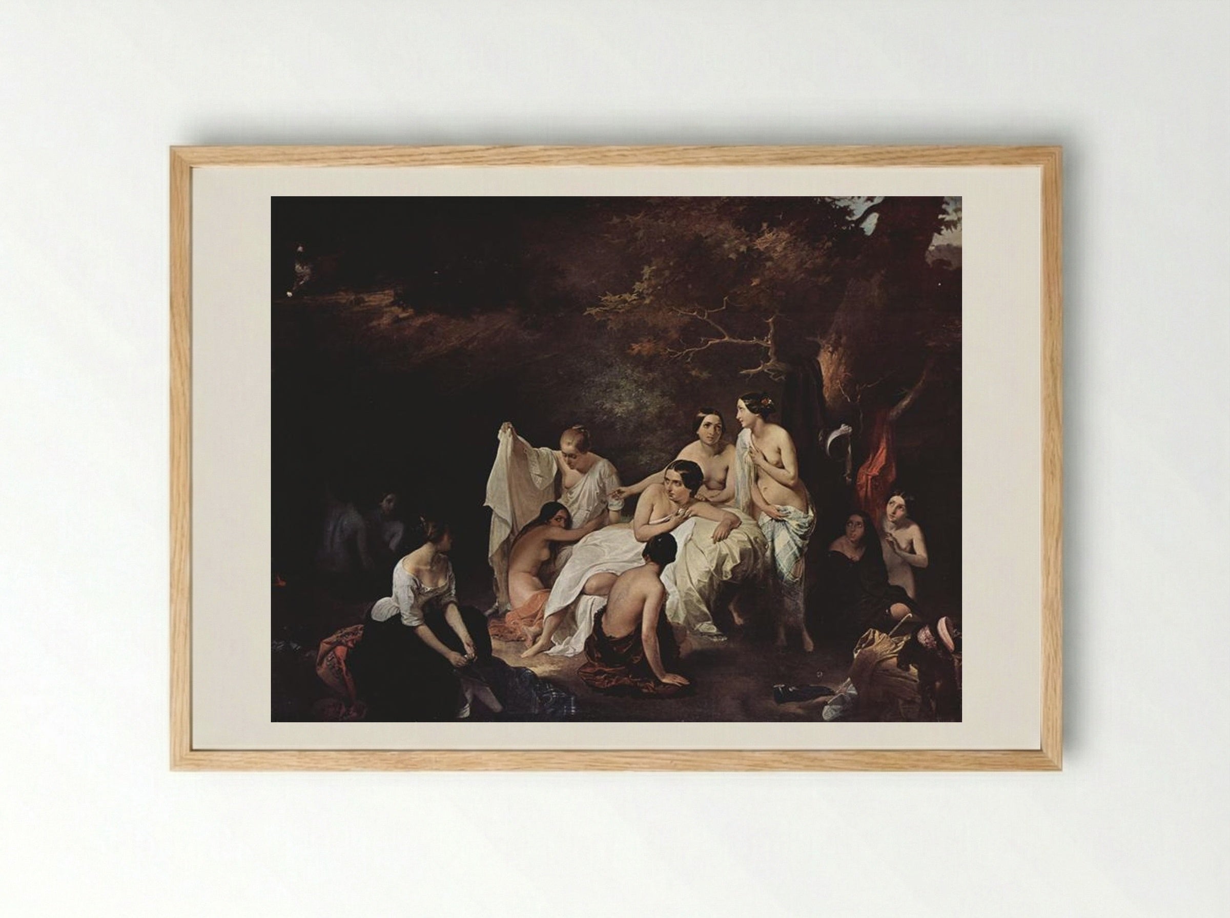 Bathing Nymphs - Francesco Hayez - Framed Print Wood