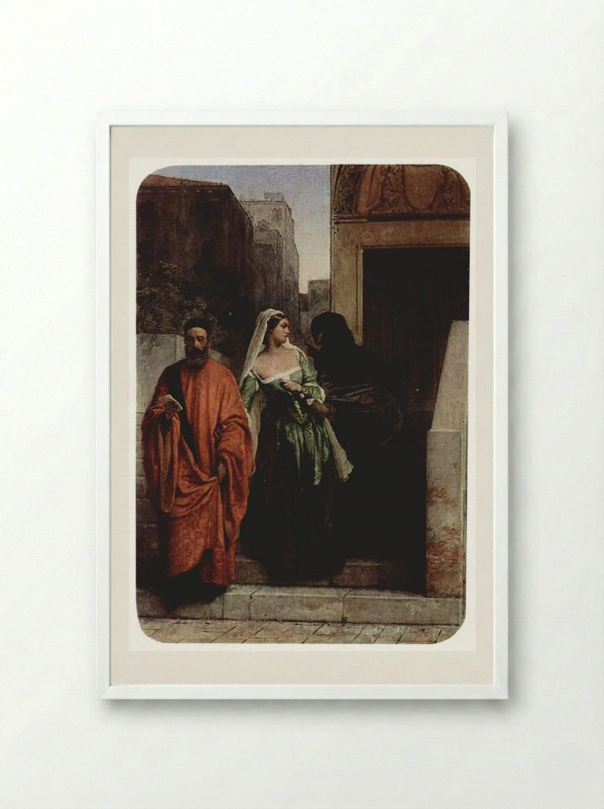 Venetian Women - Francesco Hayez - Framed Print White