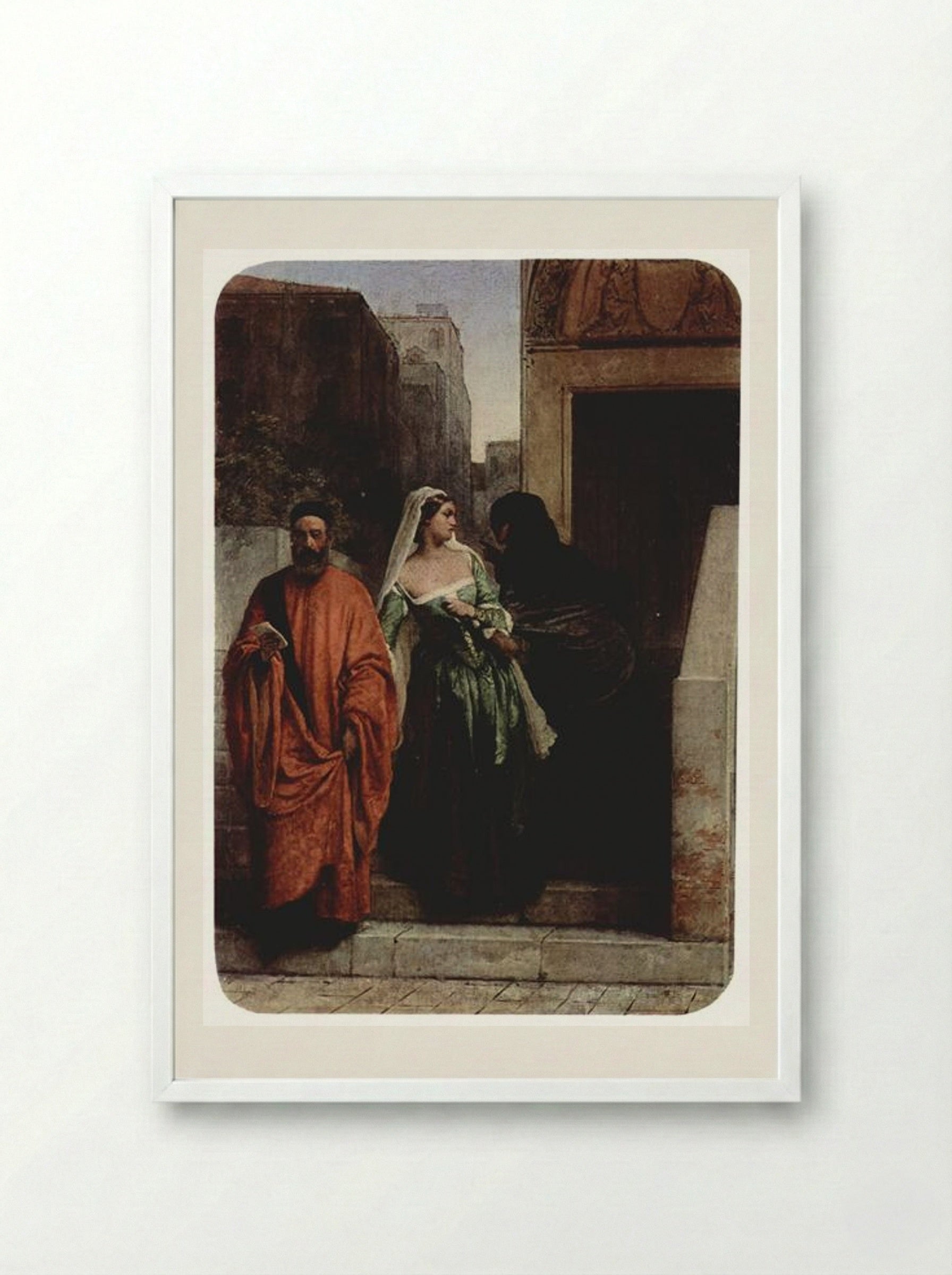 Venetian Women - Francesco Hayez - Framed Print White