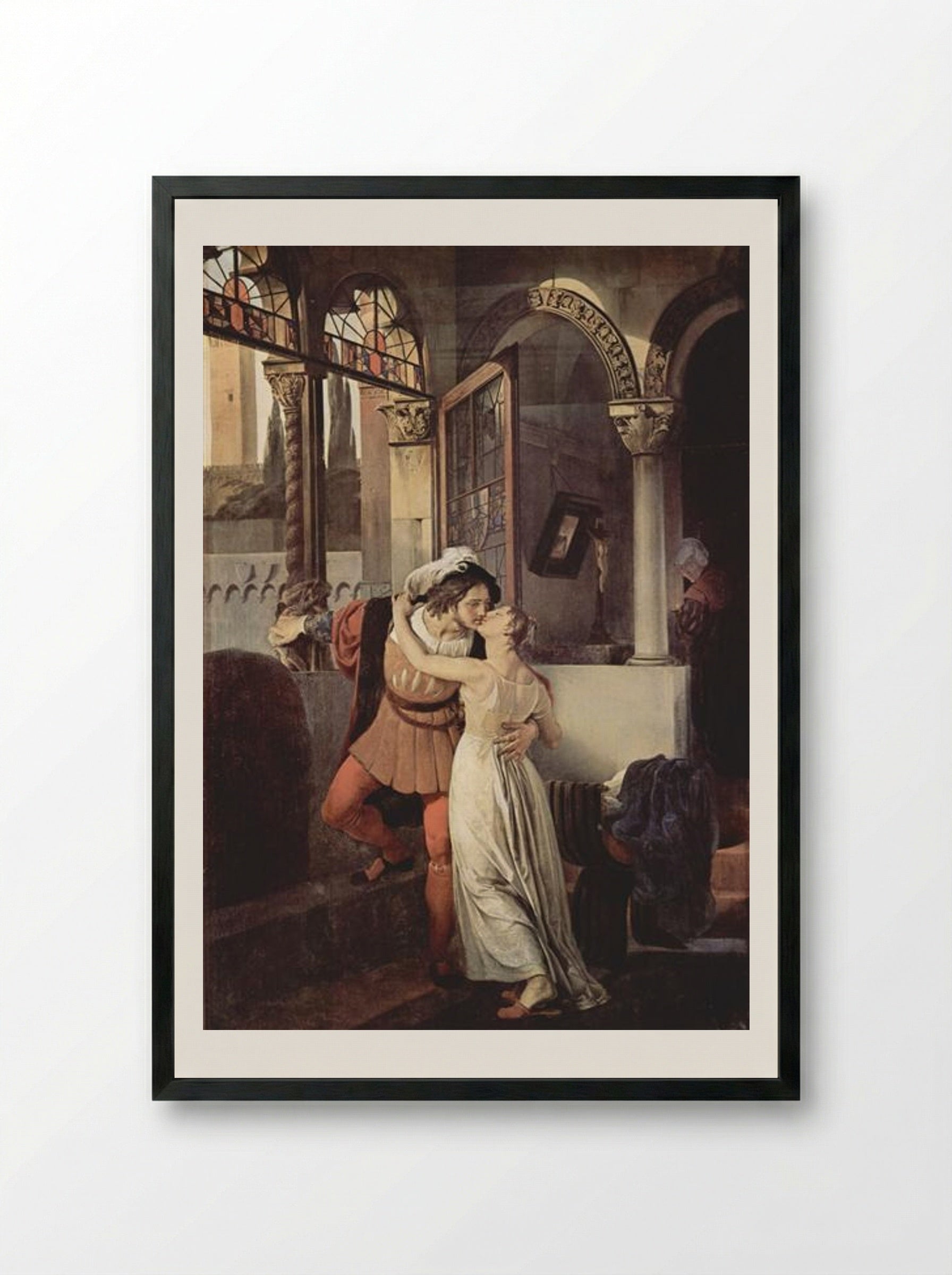 The Last Kiss of Romeo and Juliet - Francesco Hayez - Framed Print Black