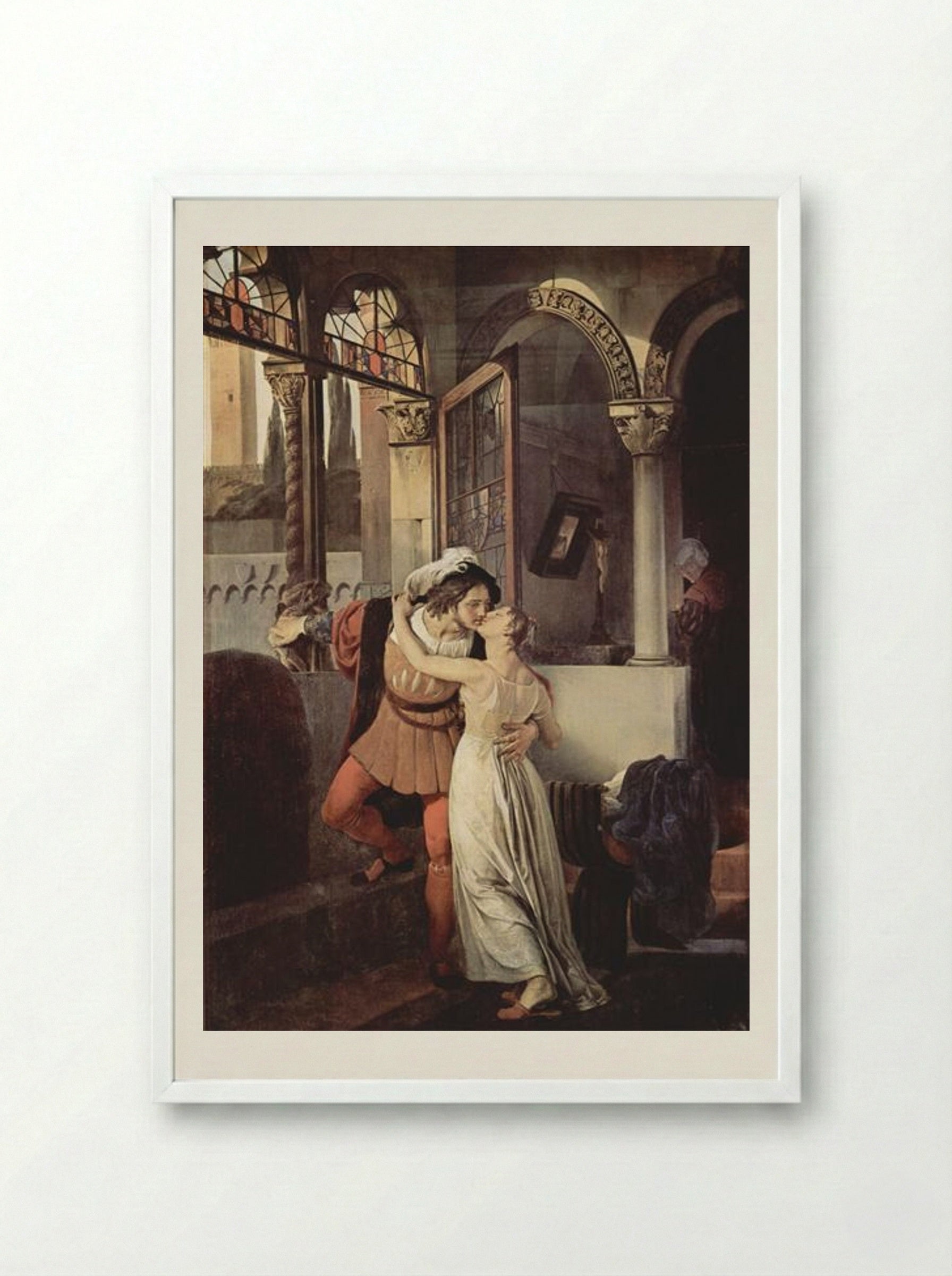 The Last Kiss of Romeo and Juliet - Francesco Hayez - Framed Print White