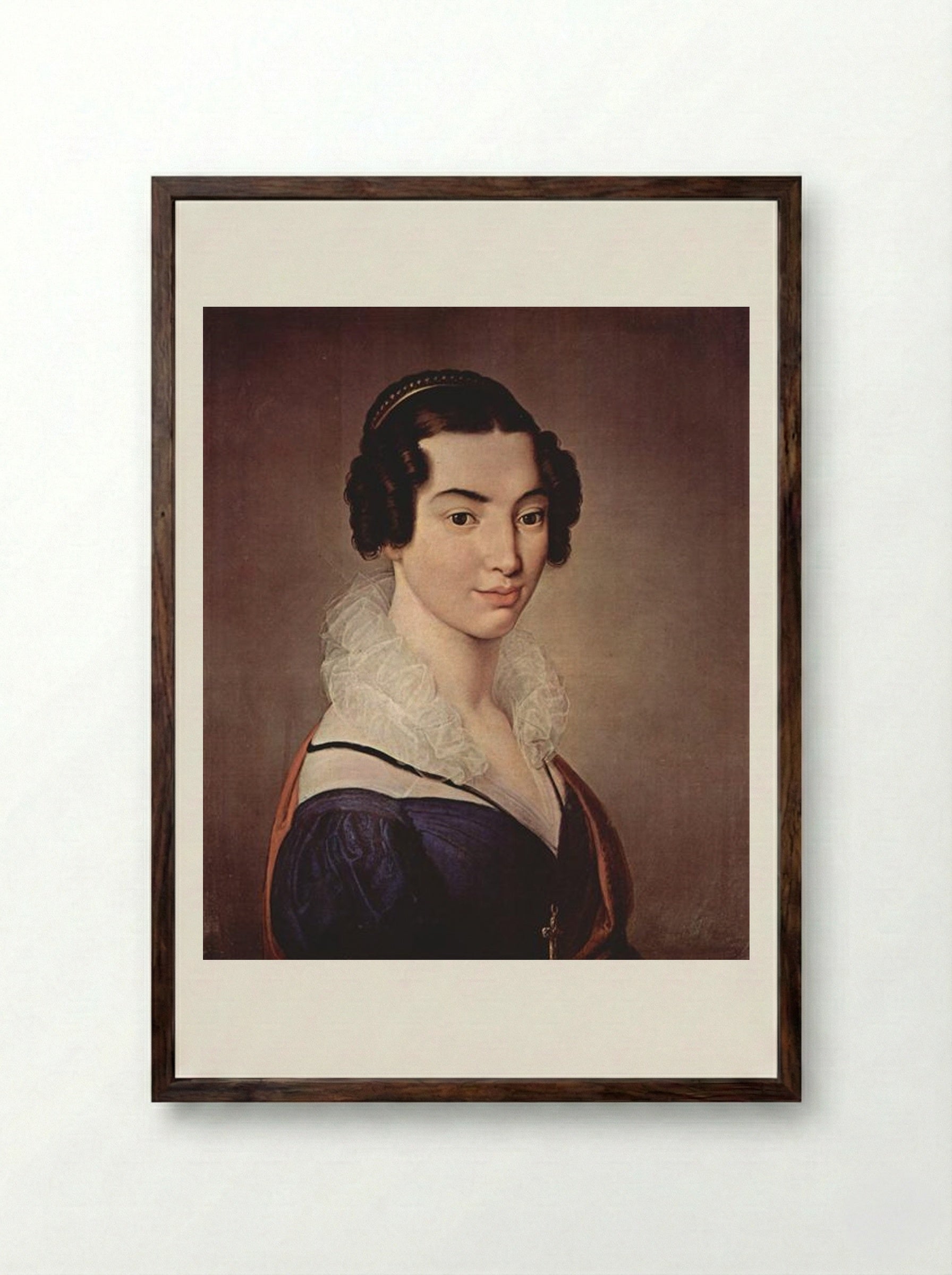Portrait of Antoniet Vitali Sola - Francesco Hayez - Framed Print Dark Wood