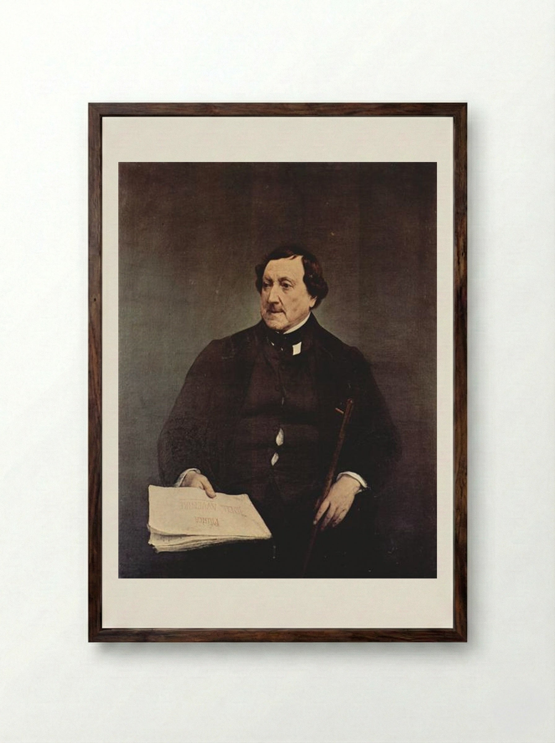 Portrait of Gioacchino Rossini - Francesco Hayez - Framed Print Dark Wood