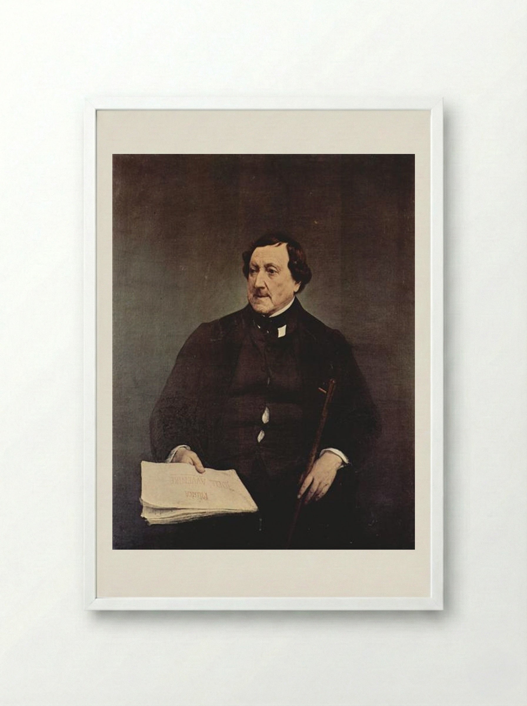 Portrait of Gioacchino Rossini - Francesco Hayez - Framed Print White