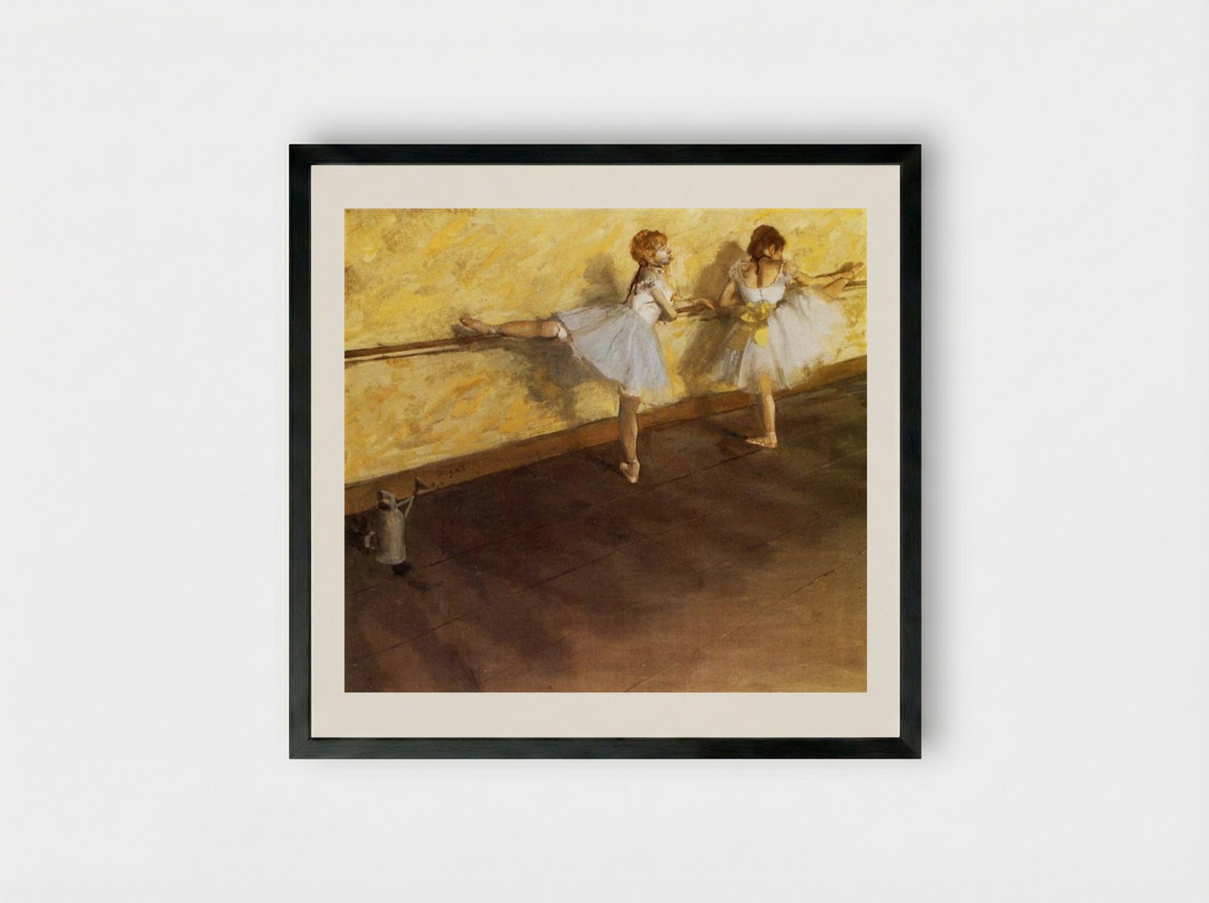 Dancers Practicing at the Barre - Edgar Degas - Framed Print Black