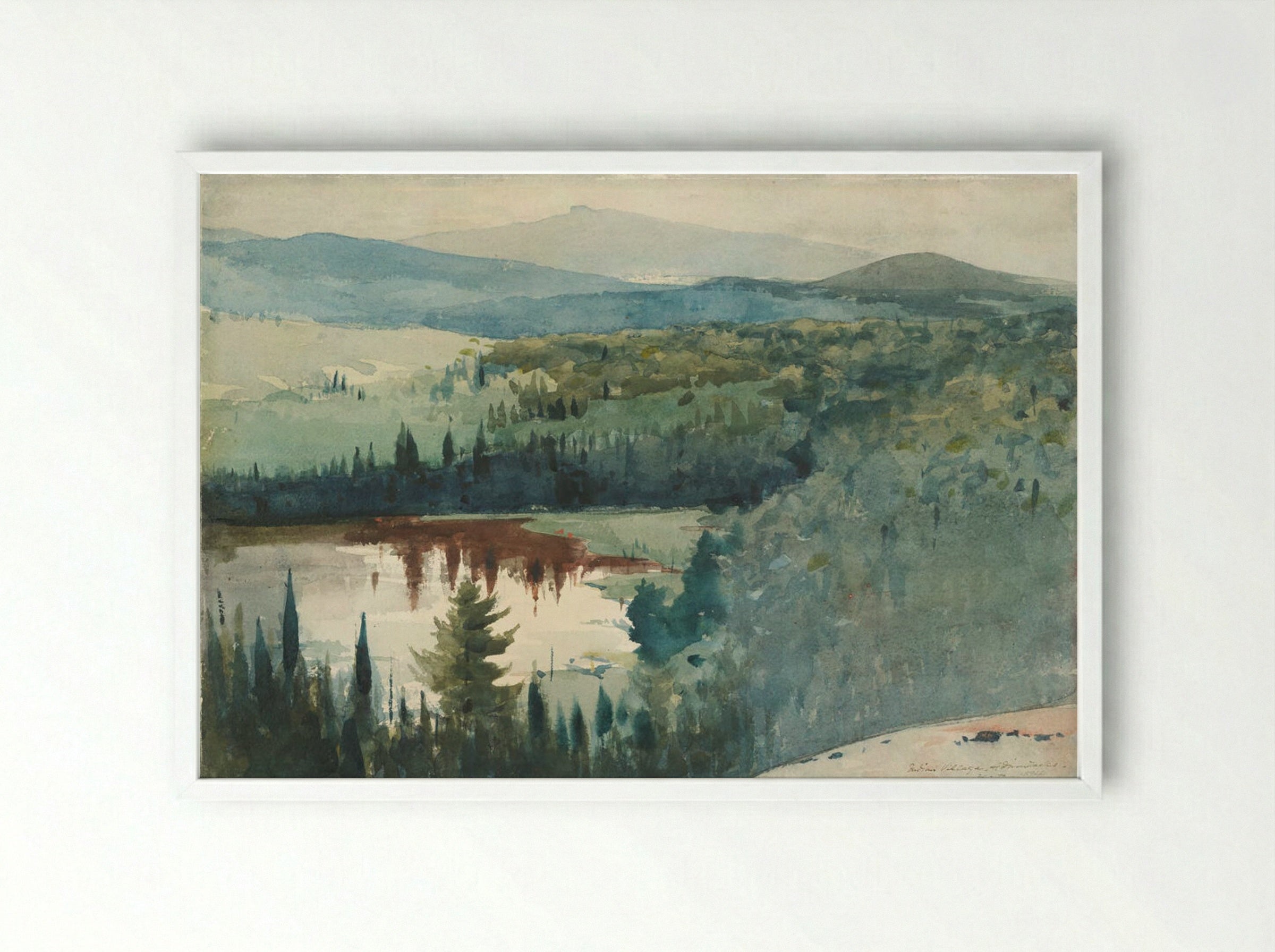 Indian Village, Adirondacks - Winslow Homer - Framed Print White